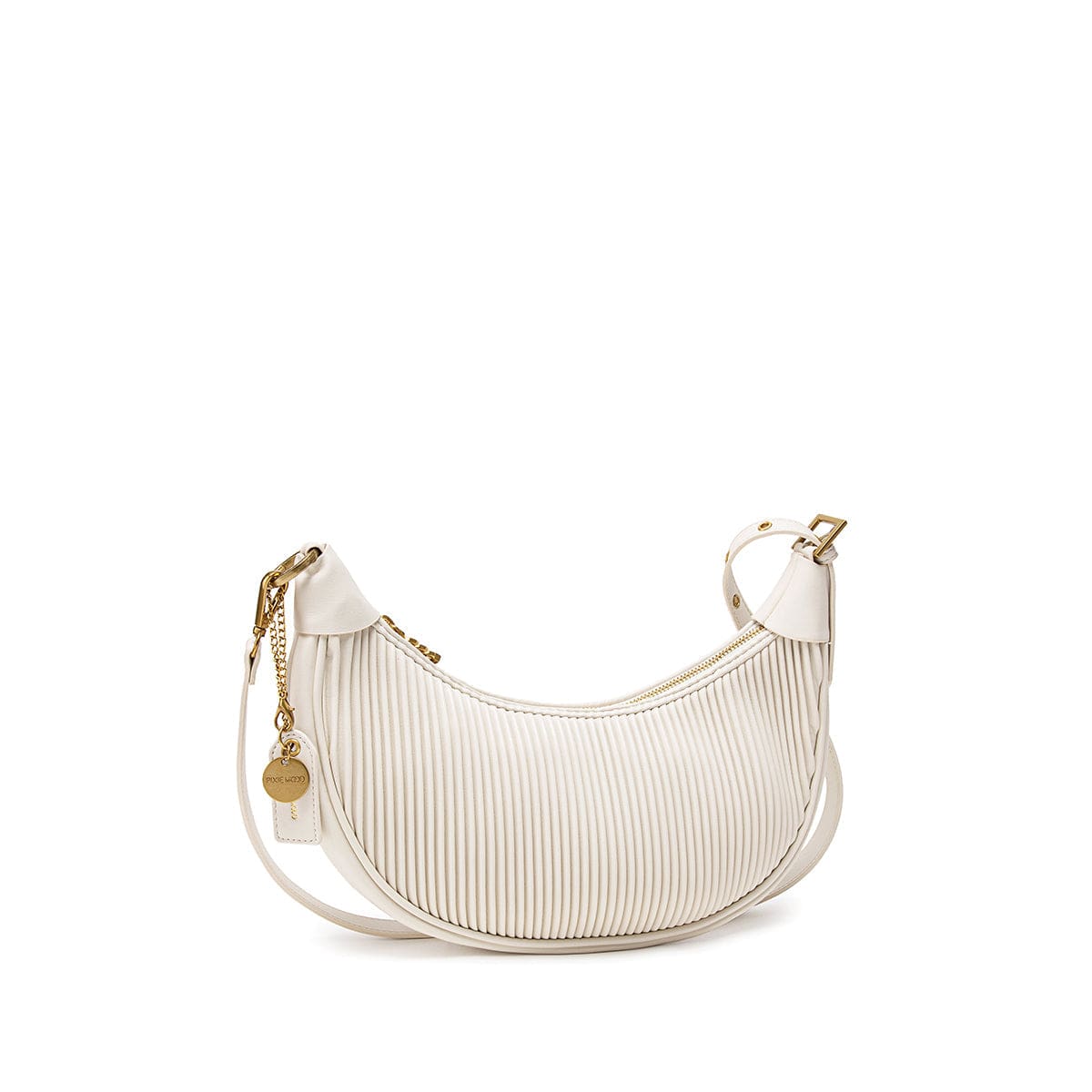 Vegan Leather Crossbody Bag for Women | Coconut Cream Pleated Handbag - Perfect for Work, Travel & Everyday Use