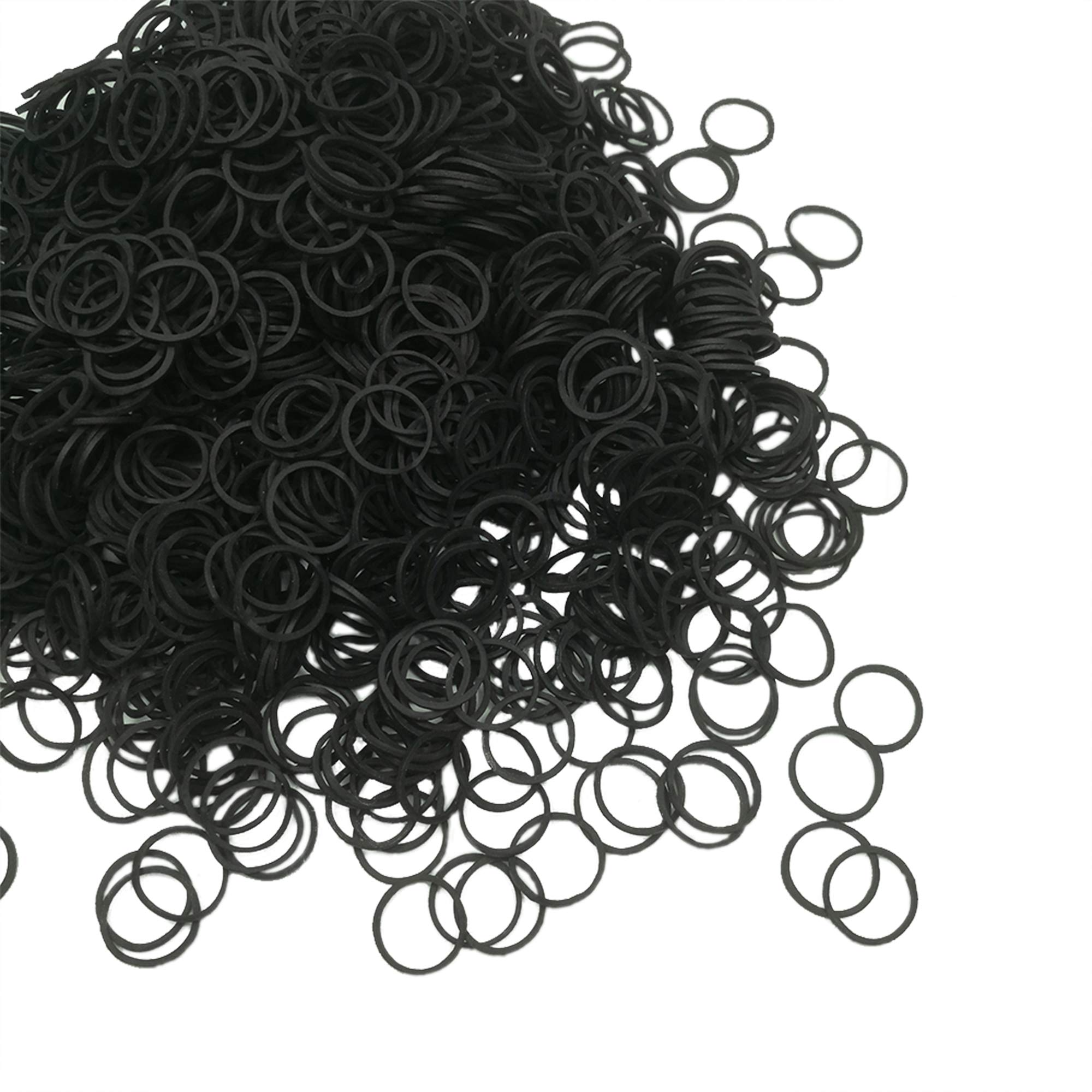Premium Mini Rubber Bands for Hair - 1100pcs Soft Elastic Tiny Black Hair Bands for Kids, Braids & Wedding Hairstyles | Perfect for DIY Hair Accessories, Crafts & Office Use