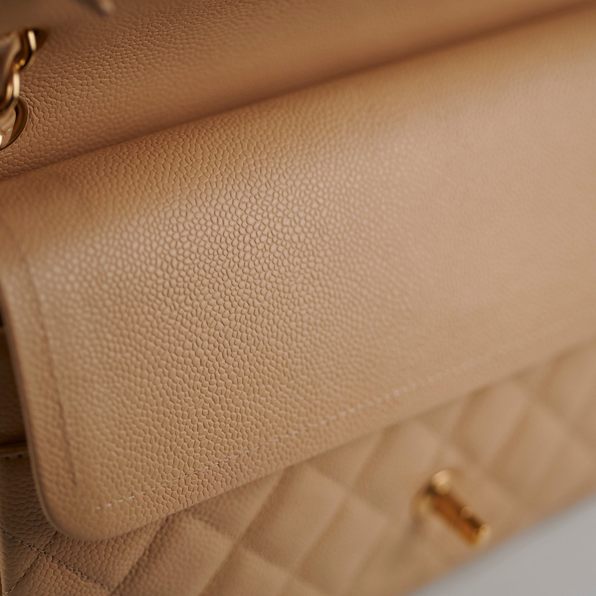 Chanel Classic Flap Jumbo Bag in Caviar Leather Beige - Luxury Designer Handbag for Women, Perfect for Work, Evening Events & Everyday Use