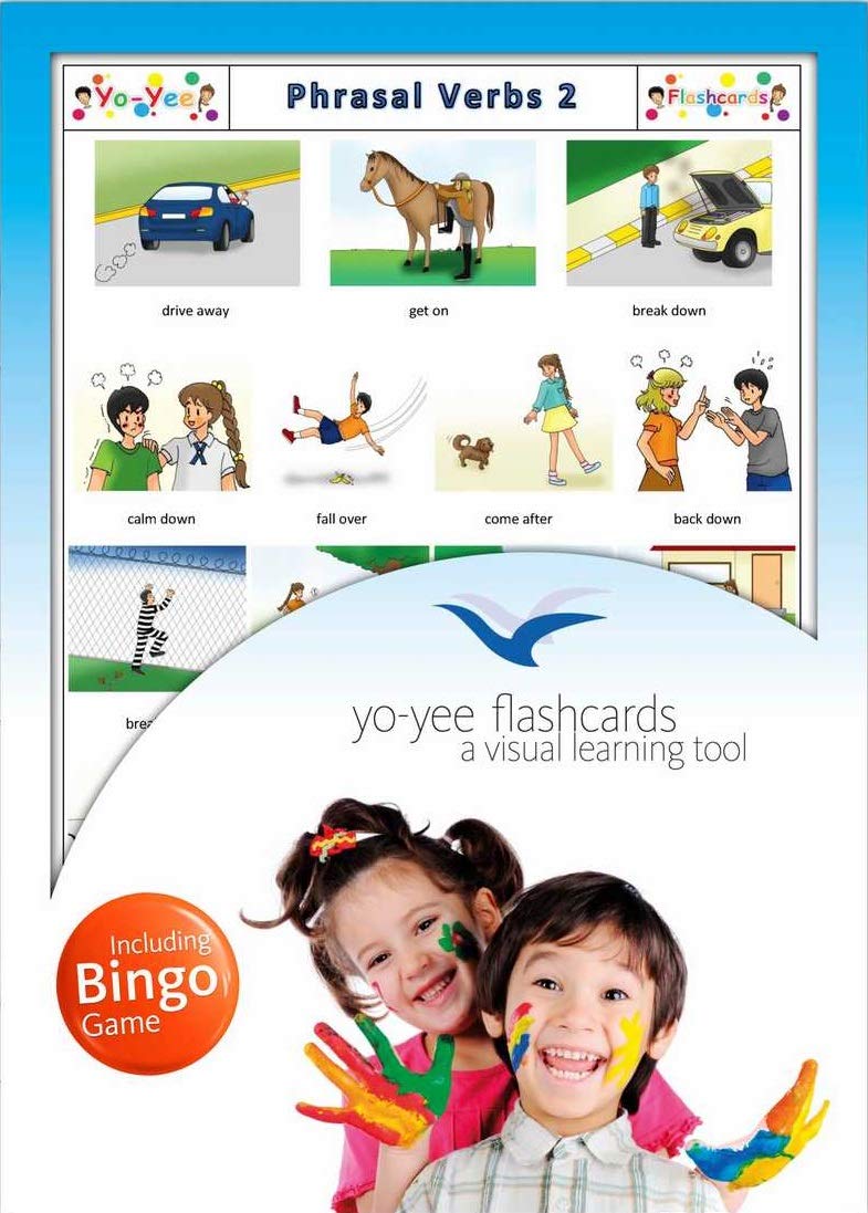 Yo-Yee Phrasal Verbs Flash Cards & Bingo Game Set - Vocabulary Learning Cards for Toddlers, Kids & Adults - Perfect for ESL, Classroom & Homeschool Education