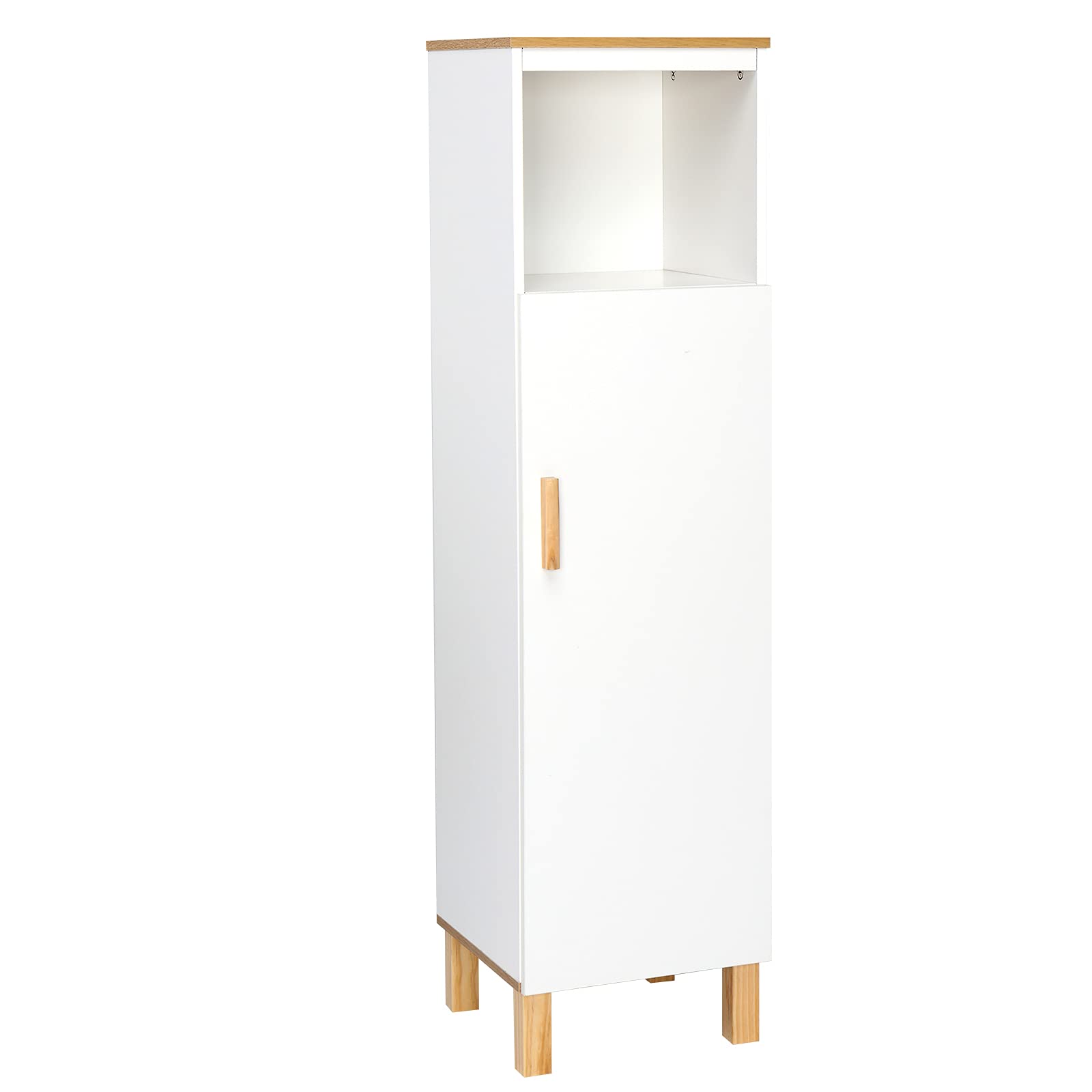 Gelsey White Freestanding Storage Cabinet with Door & Shelves - Organizer for Bathroom, Living Room, Kitchen, Entryway & Bedroom | Perfect for Home Storage & Clutter Control