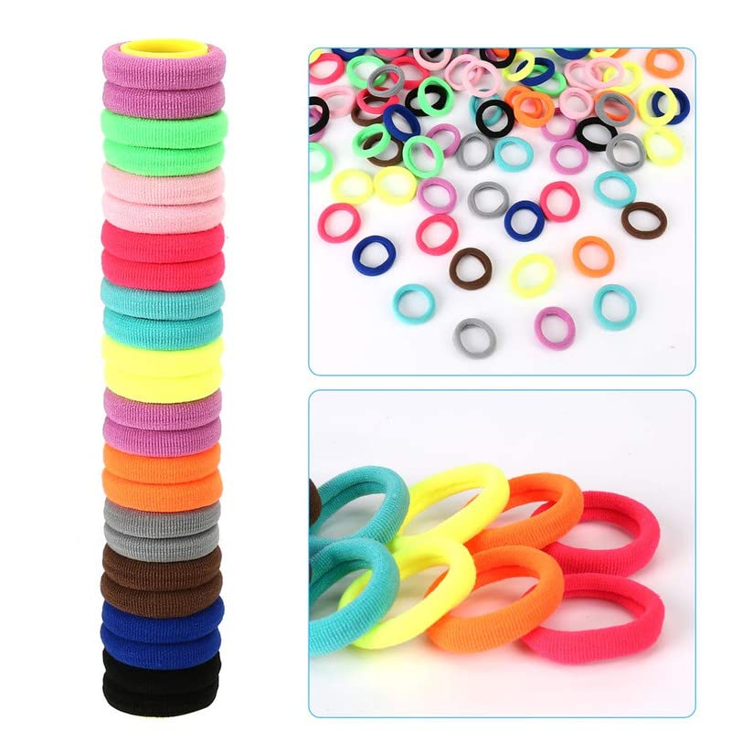 Shidara Baby Hair Ties for Girls & Toddlers - 100 Pack Soft Cotton Seamless Hair Bands | Elastic Ponytail Holders for Kids | Perfect for School, Playtime & Special Occasions