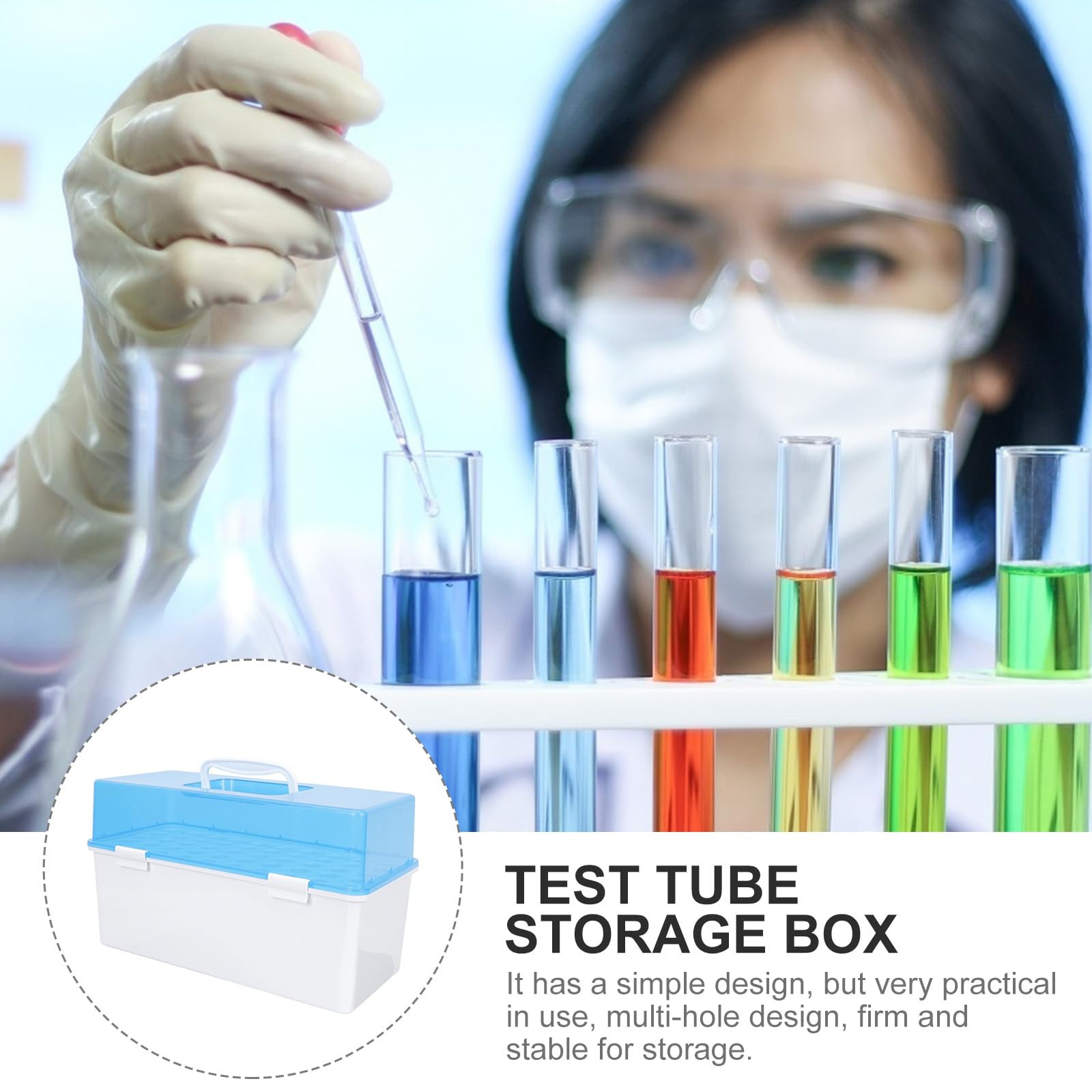 Plastic Test Tube Rack - 50 Holes Laboratory Tube Holder for Specimen Inspection, Vial Storage & Glass Drying | Perfect for Clinics, Hospitals & Science Labs (Durable Plastic Construction)