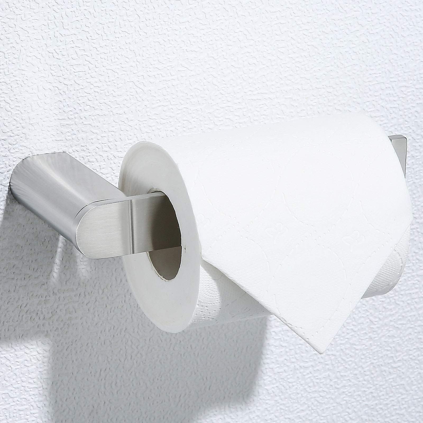 Stainless Steel Toilet Paper Holder - Brushed Steel Wall Mount Bathroom Tissue Roll Holder - SUS 304 Rustproof - Modern Minimalist Nordic Style (Round) - Perfect for Home, Hotel, Office & Restroom Decor