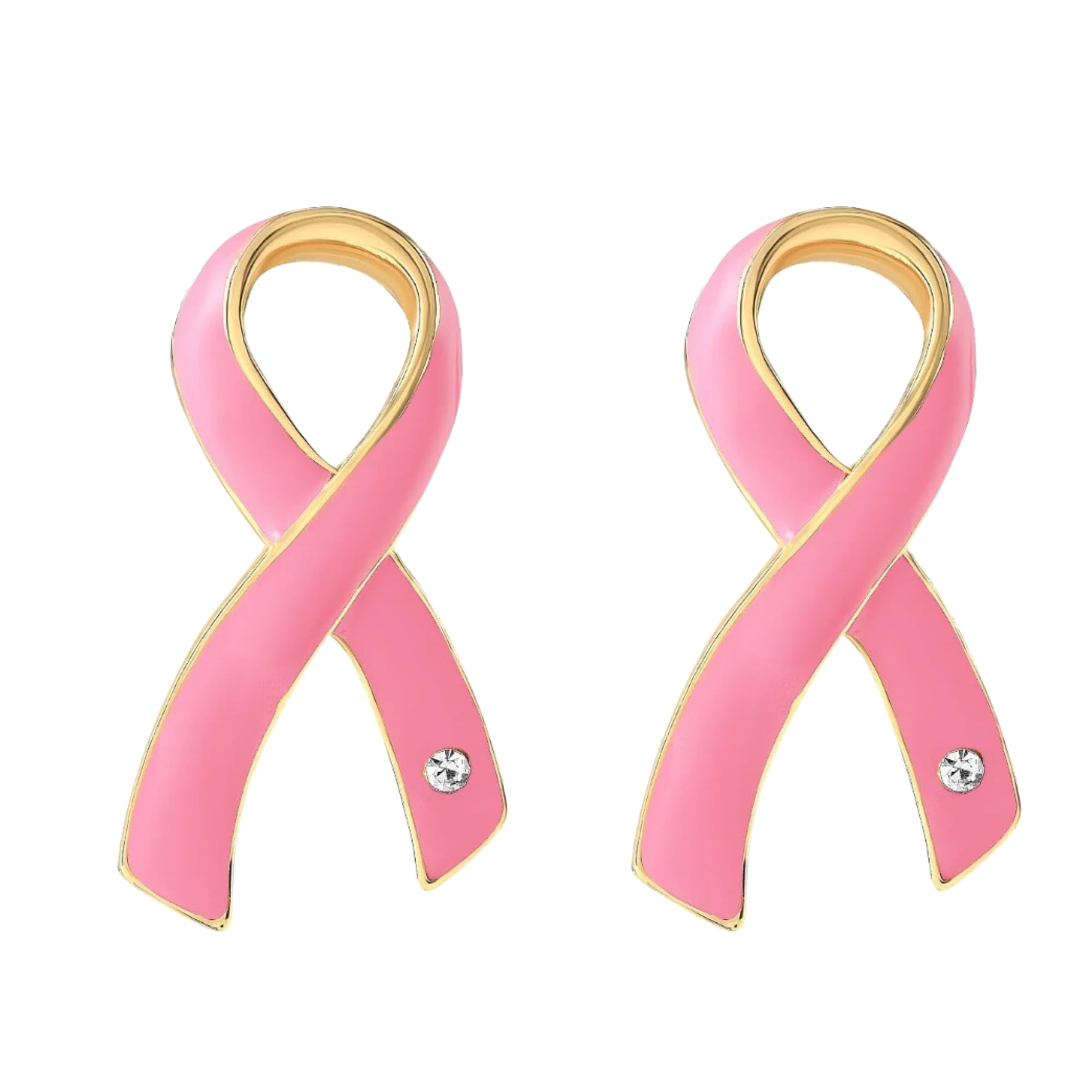 2 Pack Large Pink Ribbon Pins with Crystal – Breast Cancer Awareness Pins for Fundraising Events, Support Groups, Promotions & Gifts – Perfect for Charity Walks, Survivor Celebrations & Awareness Campaigns