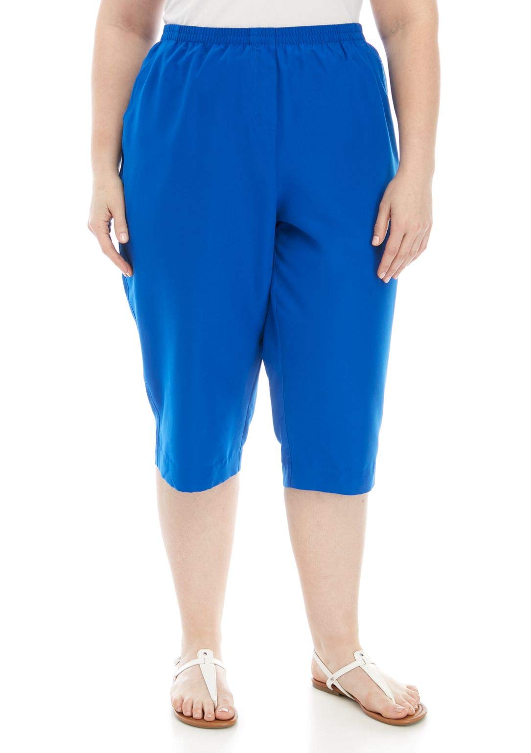 1826 Jeans Kim Rogers Women's Plus Size Stretch Capri Pants with Elastic Waist - Comfortable Pull-On Design for Casual Wear, Work & Travel