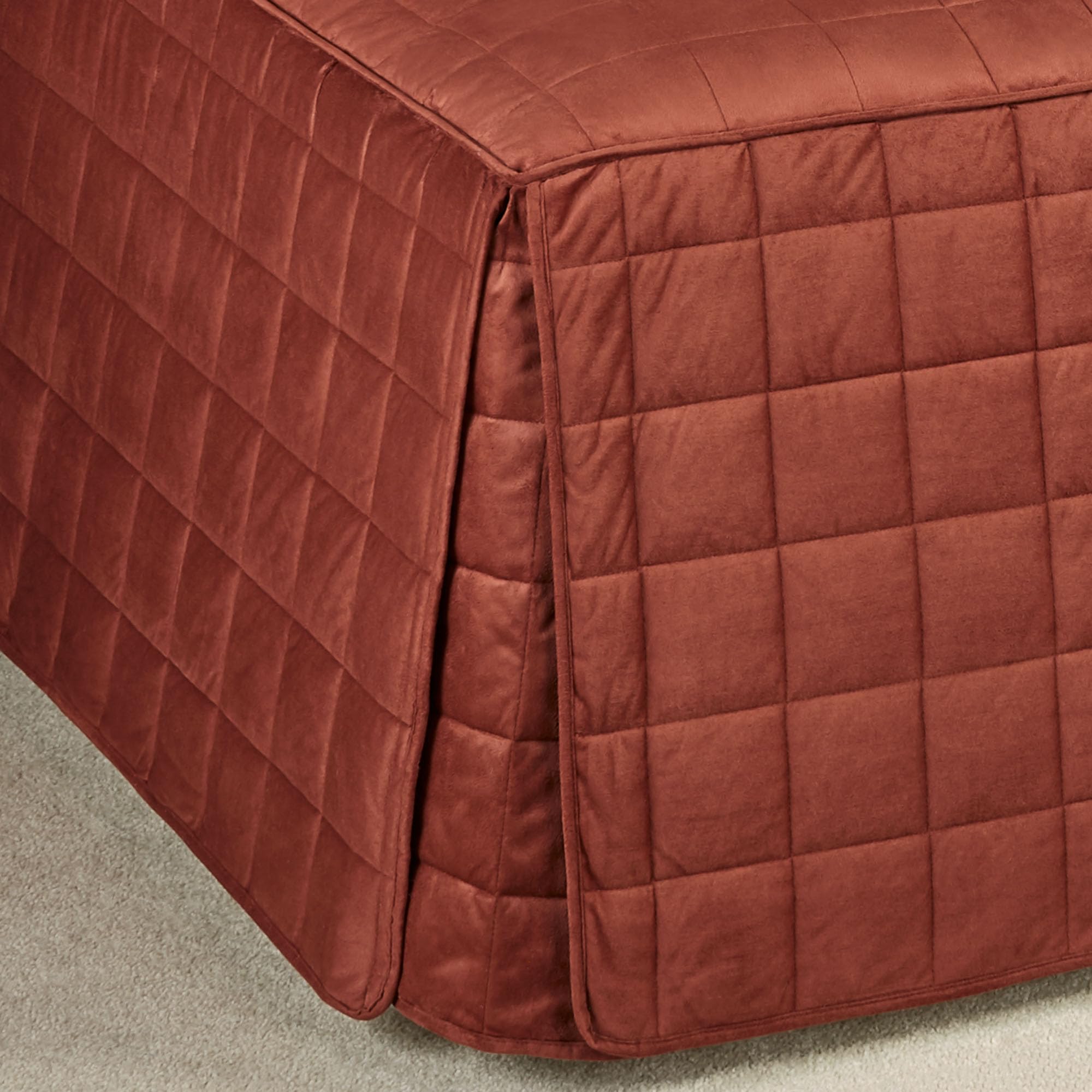 Camden Luxury Bedding Set - Warm Russet Faux Suede Quilted 5-Piece Hollywood Daybed Cover with Bolster Shams & Pillows | Soft & Cozy Bedroom Decor for Guest Rooms, Dorm, Studio Apartments