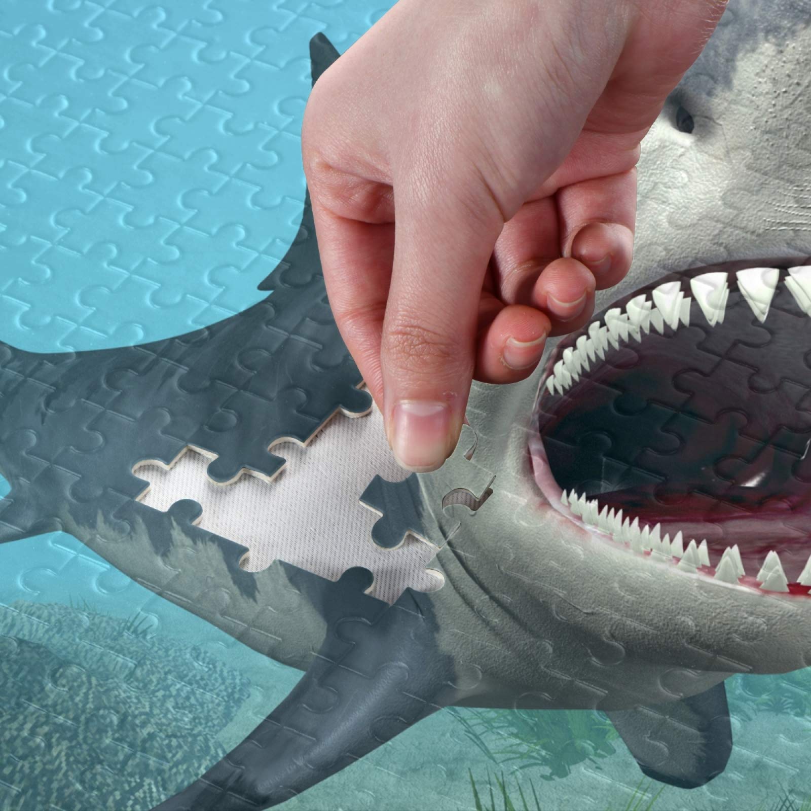 Angry Shark Ocean Attack 500-Piece Jigsaw Puzzle for Kids & Adults - Colorful Marine Life Puzzle Game for Family Game Night & Educational Play