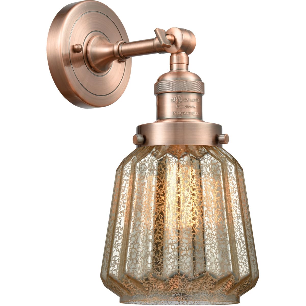 201F-AC-G146-LED Vintage Semi-Flush Mount Ceiling Light Fixture - Antique Copper Finish, Energy Efficient LED Lighting for Bedroom, Living Room & Hallway