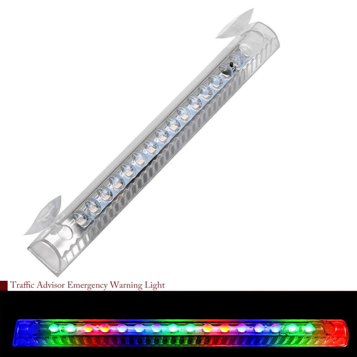 14 LED Solar Wireless Emergency Warning Light Bar - Traffic Advisor for Car Rear Window, Multi-Functional Vehicle Safety Lamp | Perfect for Roadside Emergencies, Construction Zones & Nighttime Visibility
