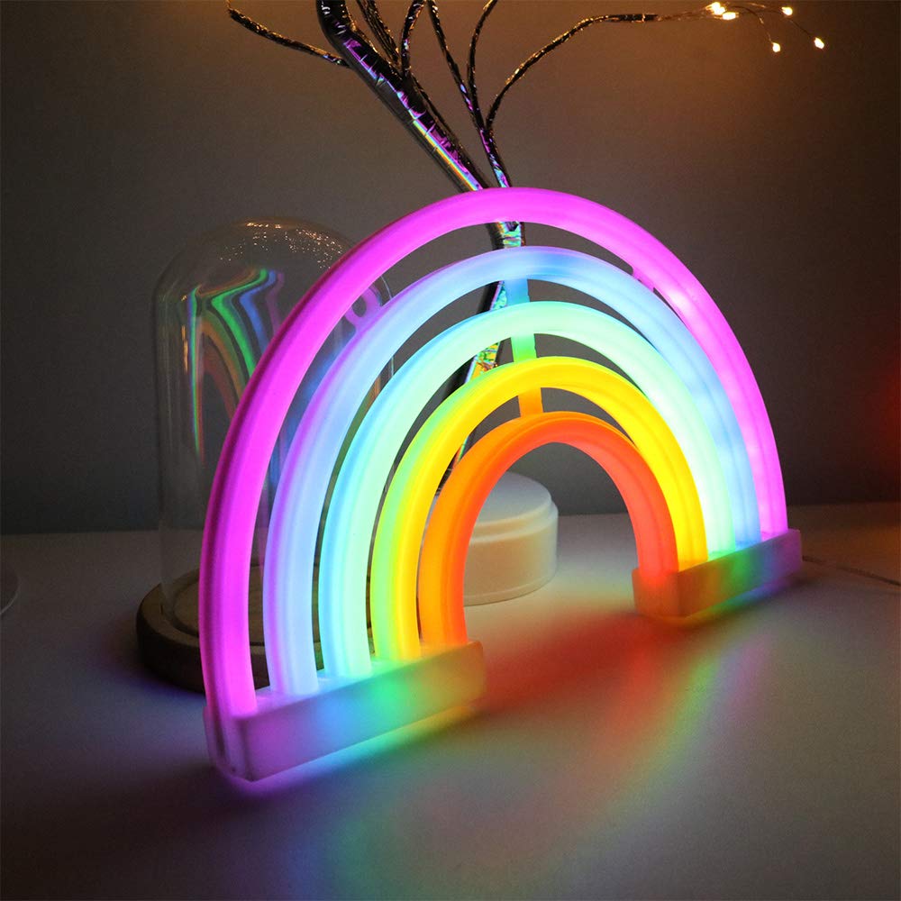 ENUOLI Rainbow Neon Light Sign - USB/Battery Powered LED Wall Decor for Bedroom, Dorm, Party & Kids Room | Perfect for Christmas, Birthday, Wedding & Night Light | Vibrant Home & Gift Idea