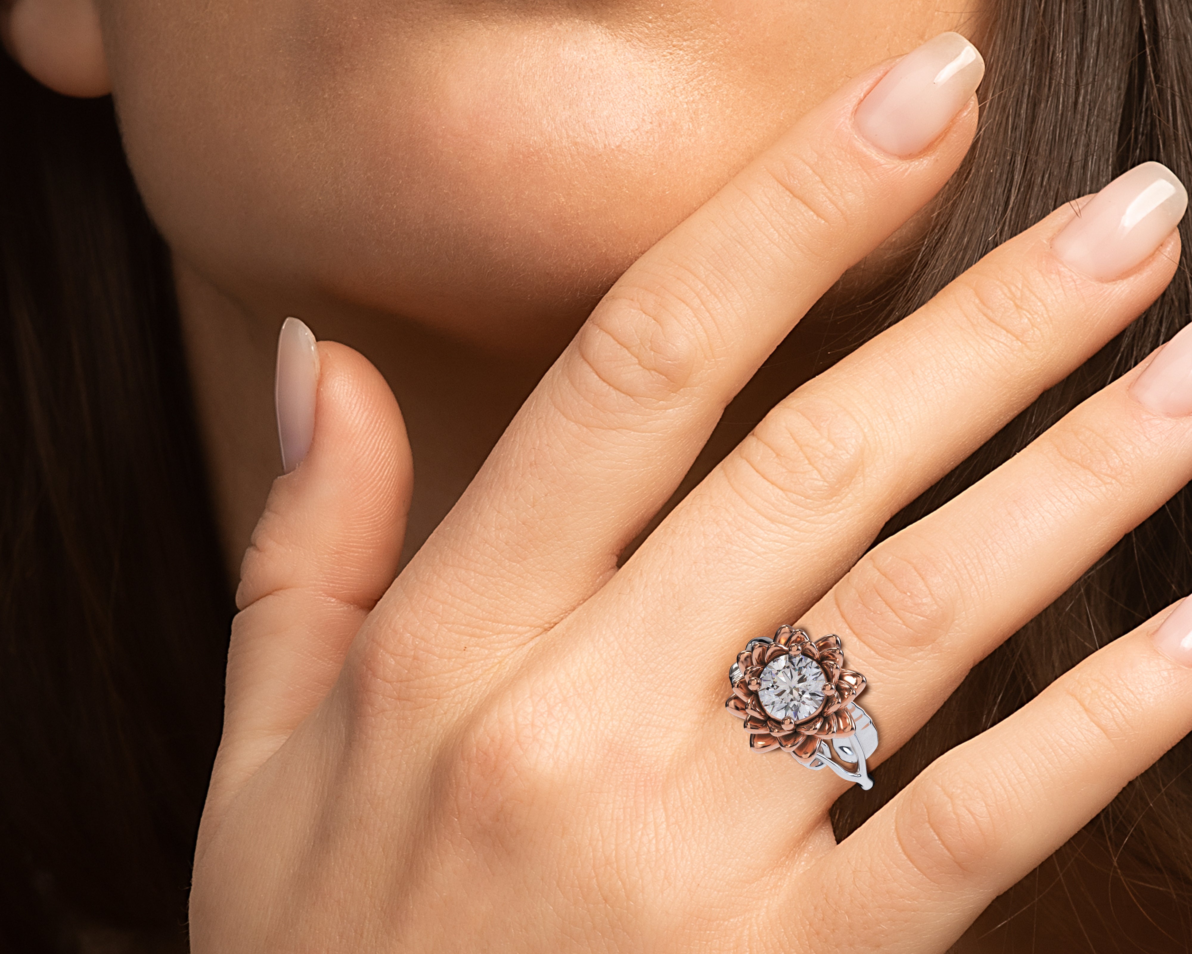 Stunning 2-Tone Gold Moissanite Engagement Ring for Women – Perfect for Proposals, Weddings & Anniversaries