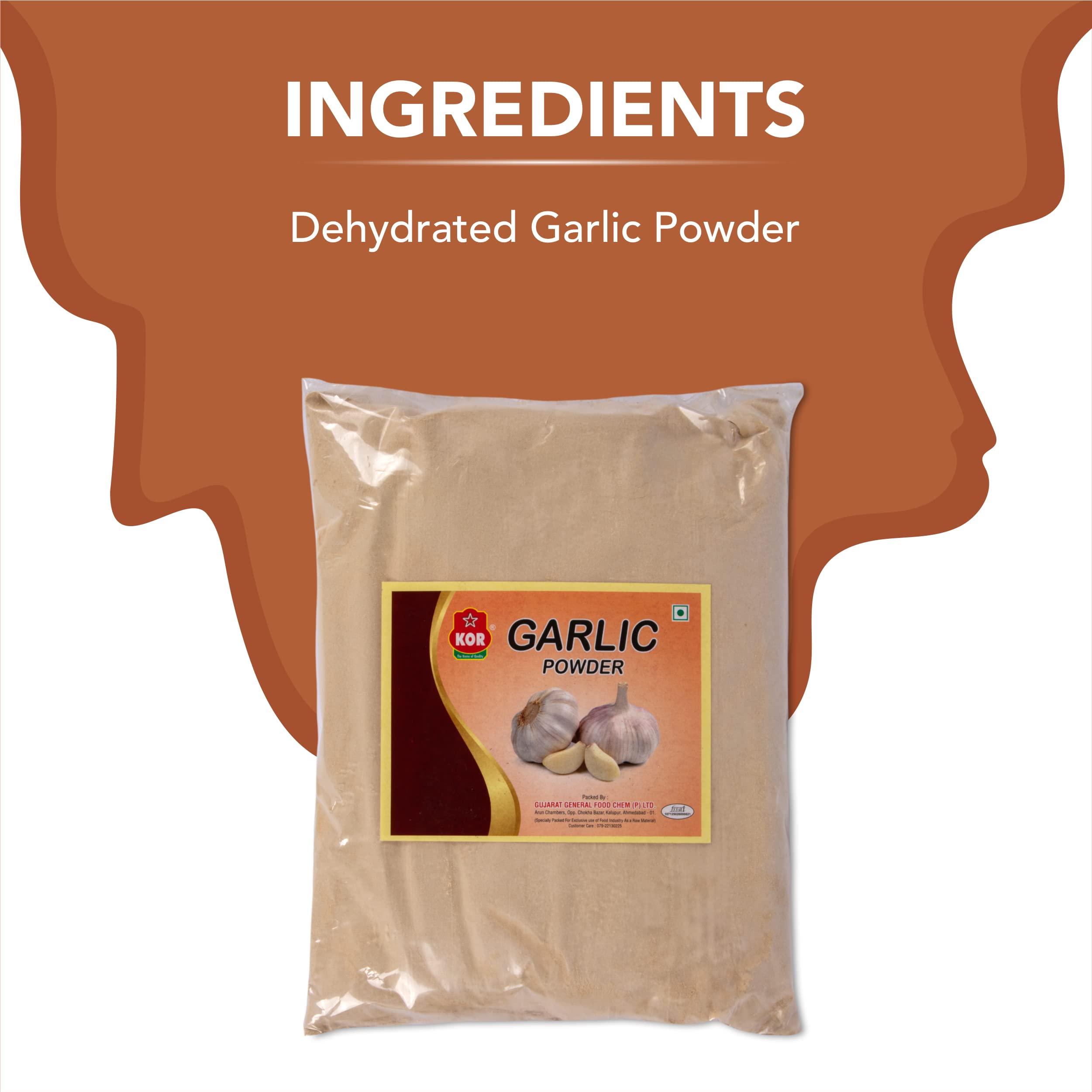 Premium KOR Garlic Powder - 800g (Pack of 1) | All Natural, Free Flowing Instant Garlic Flavor | Perfect for Indian Cooking, Baking & Masala Recipes | Great for Curry, Pasta, Pizza & Seasoning