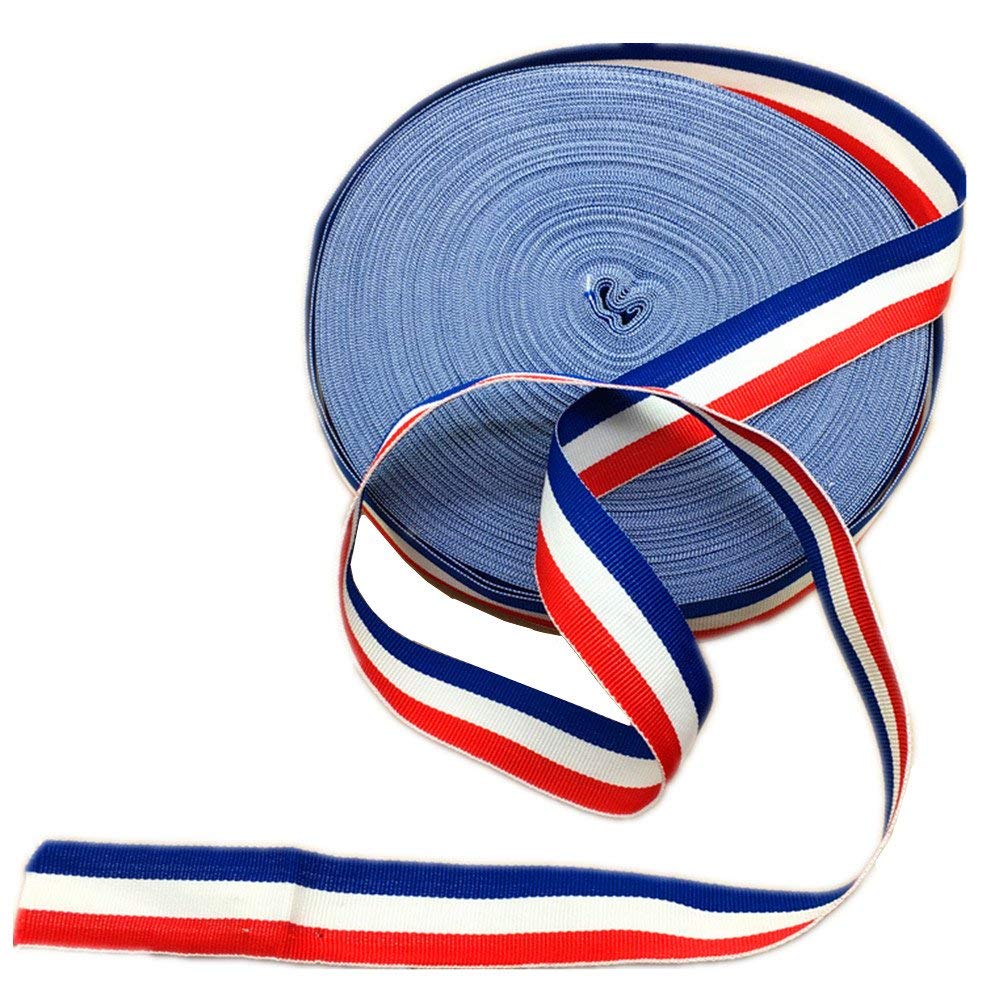 Red White and Blue Grosgrain Ribbon - 50 Yards Patriotic American Flag Striped Ribbon for 4th of July Decorations, Independence Day Party Supplies, DIY Crafts & Gift Wrapping