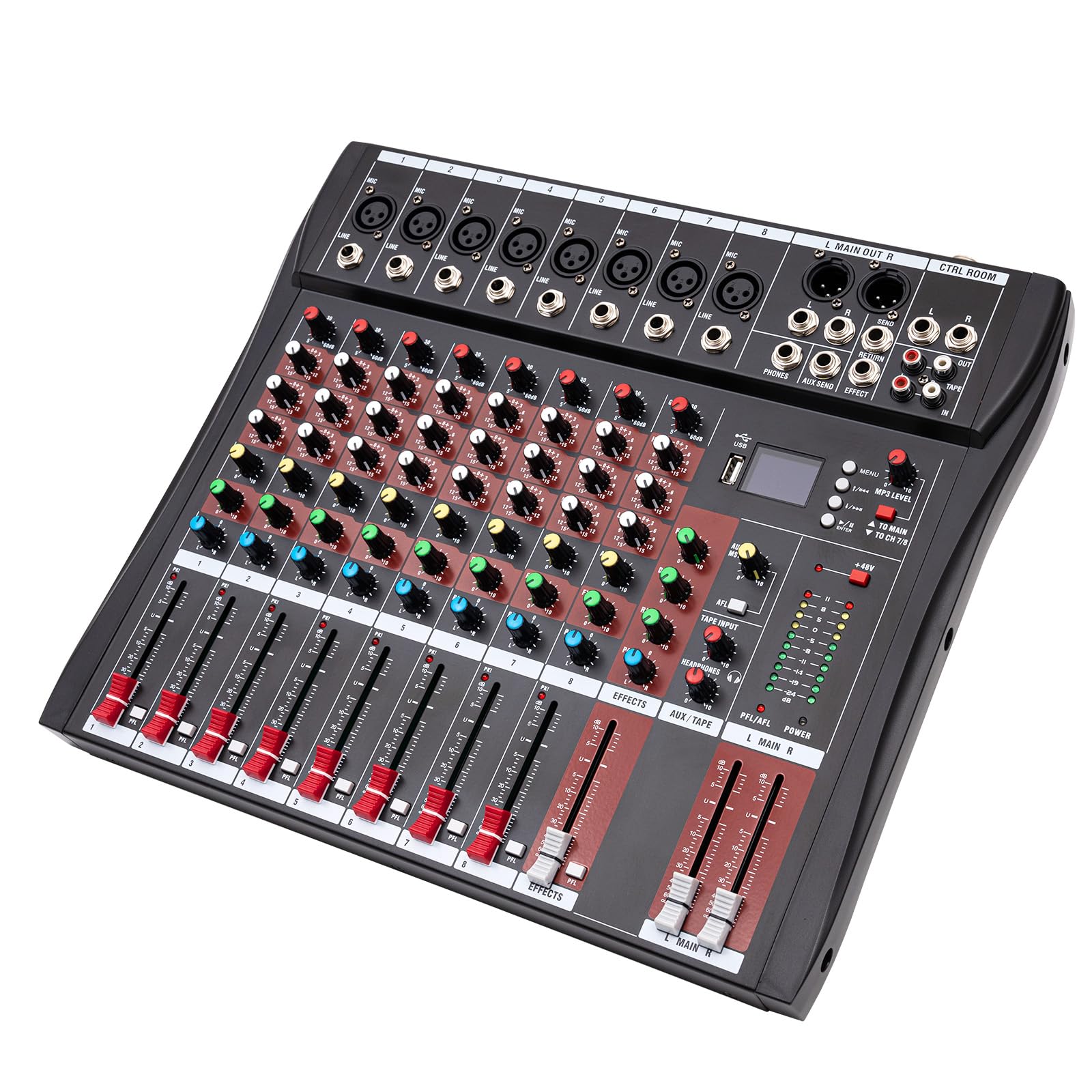 DNYSYSJ Professional DX8 8-Channel Bluetooth Audio Mixer - USB Live Studio Mixing Console for DJ, Bar, KTV - Adjust Music & Sound Effects for Parties, Events & Home Studios