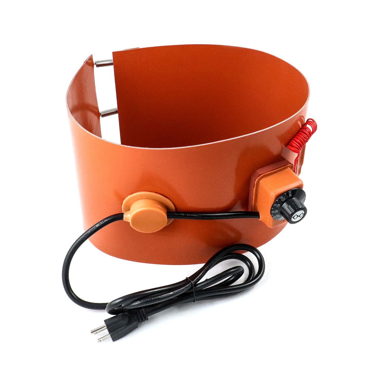 QWORK 800W 120V Metal Drum Heater - Industrial Grease Keg & Barrel Warmer with Insulated Band Heating for Oil Viscosity Control | Perfect for Cold Weather Storage, Paint Mixing & Chemical Processing