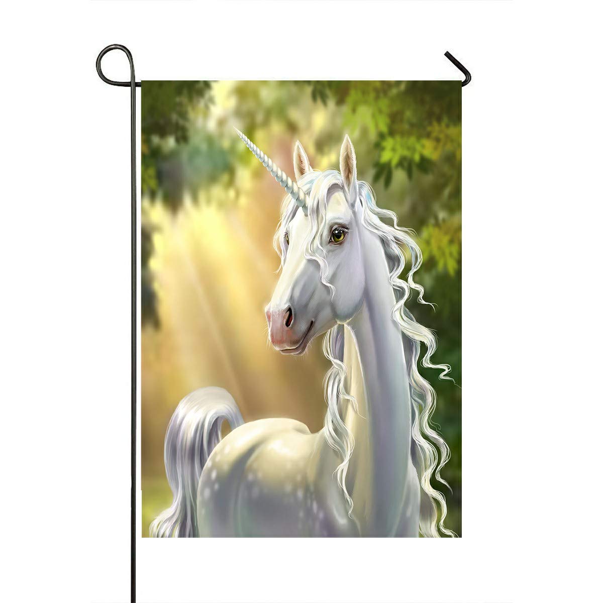 ECZJNT Unicorn in The Forest Garden Flag - 28x40 Inch Outdoor Decorative Flag for Home, Party, Yard & Patio Decor - Perfect for Spring Celebrations, Birthday Parties & Fairy Tale Themed Events