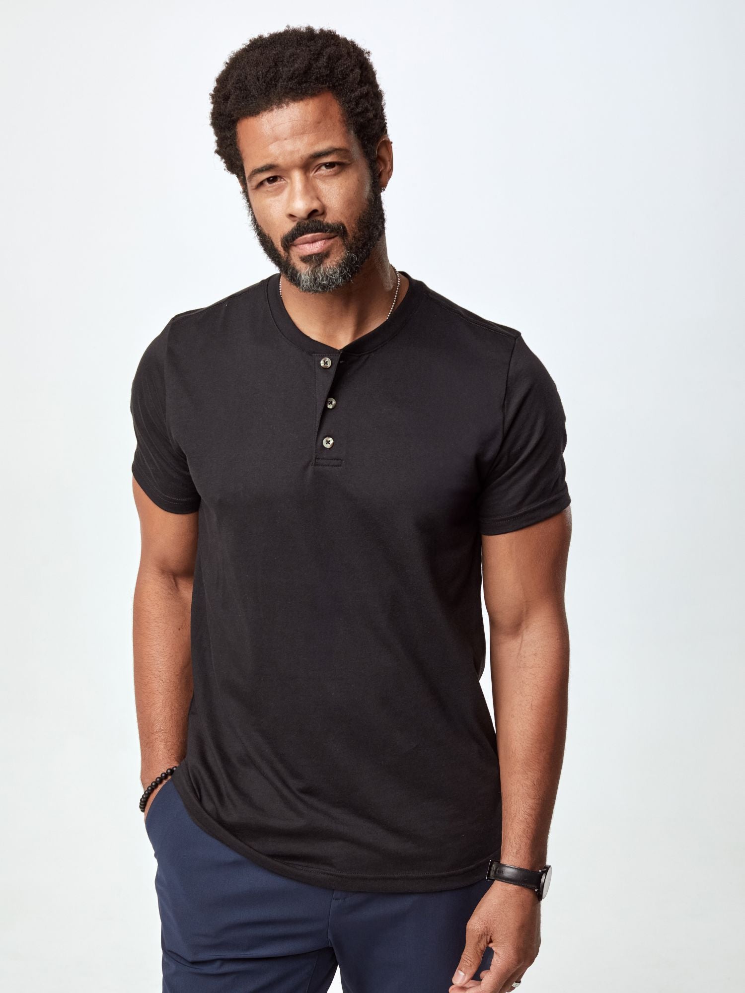 Men's Black Short Sleeve Henley Shirt 3-Pack - Soft Cotton Casual Tees for Everyday Wear, Work & Weekend Outfits