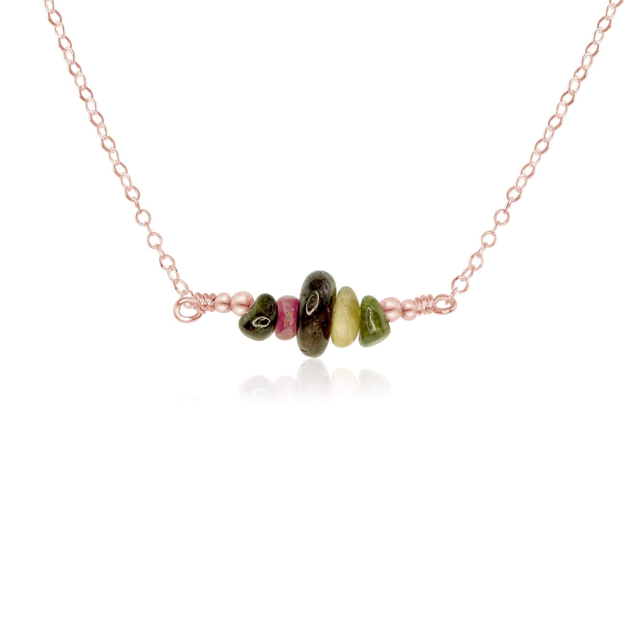 Natural Tourmaline Chip Bead Bar Necklace for Women - Healing Crystal Jewelry for Energy Balancing, Chakra Alignment & Spiritual Protection | Perfect for Meditation, Yoga & Everyday Wear