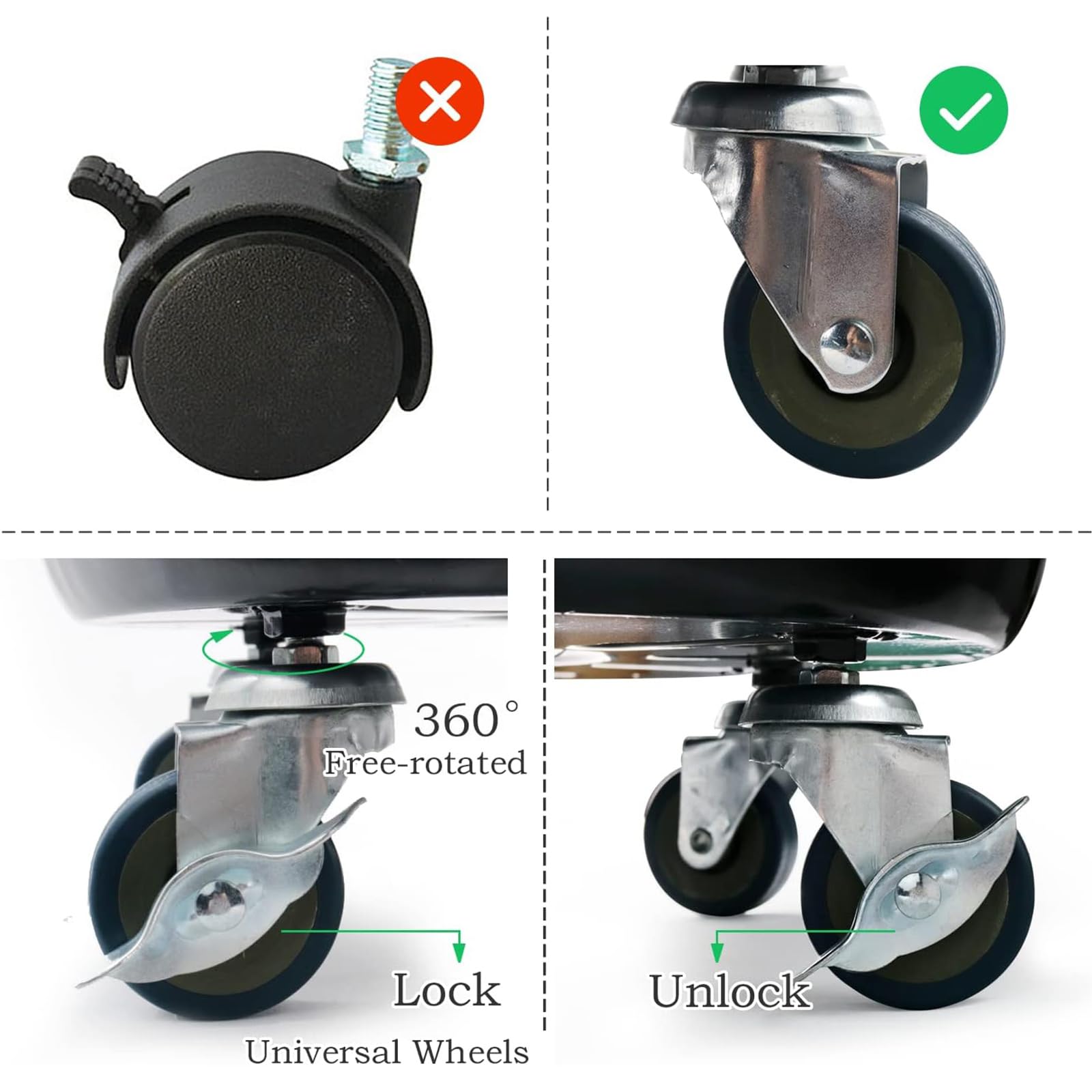 12 Inch Heavy Duty Plant Caddy with Lockable Wheels - Supports 160 lbs for Indoor/Outdoor Use - Flower Pot Stand with Rolling Tray (2 Pack) - Perfect for Moving Large Potted Plants on Decks, Patios & Greenhouses