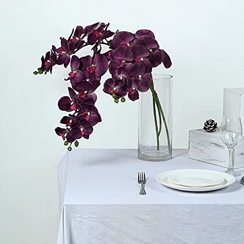 40 Inch Artificial Phalaenopsis Silk Orchid Flowers - Real Touch Fake Orchid Branches for Home, Office, Wedding Decor - Pack of 2 (Eggplant Purple) - Perfect for Centerpieces, Table Decorations & Wall Arrangements