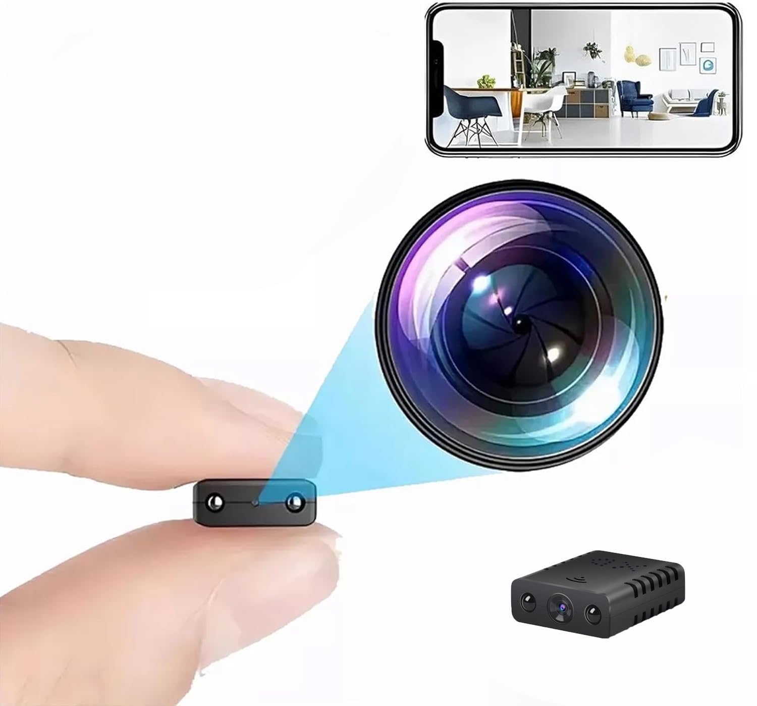 Mini Wireless WiFi Security Camera 1080P HD with Night Vision - Remote Viewing for iOS & Android | Indoor Home, Baby Monitor, Pet Surveillance, Office Security