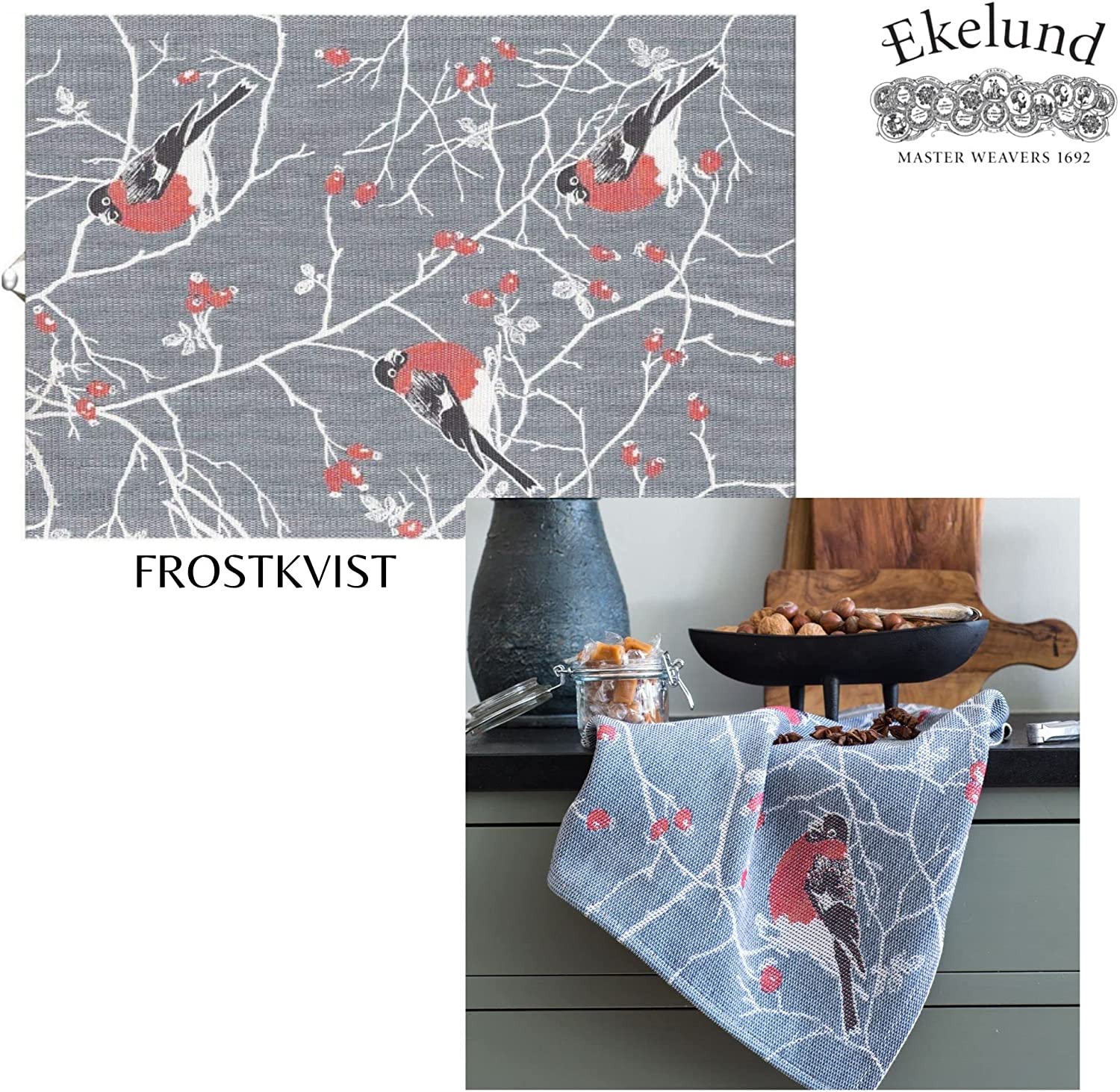Ekelund Weavers Frostkvist Organic Cotton Tea Towel 40x60 cm - Premium Kitchen Towel for Drying Dishes, Cleaning, and Decor