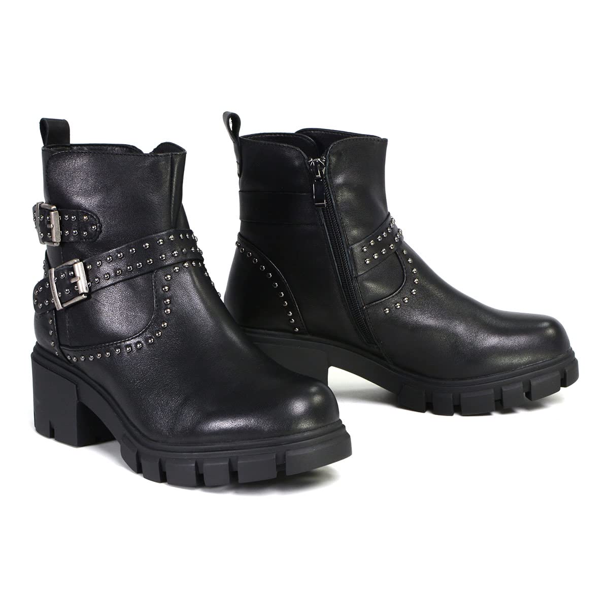 Milwaukee Leather Women's Siren Premium Black Studded Fashion Boots with Side Zippers MBL9446 - Stylish & Comfortable Ankle Boots for Casual Wear, Night Out & Motorcycle Riding