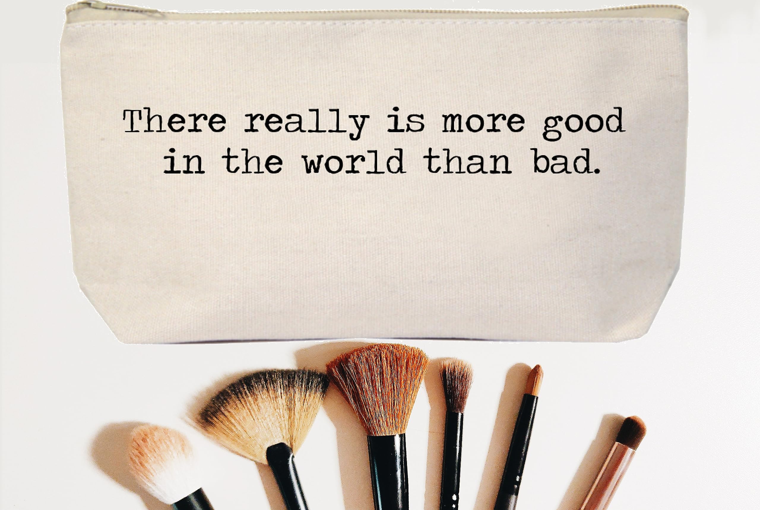 Jules Natural Canvas Makeup Bag with Zipper - Eco-Friendly Cosmetic Pouch for Travel & Daily Use - Perfect for Organizing Brushes, Lipsticks & Beauty Essentials
