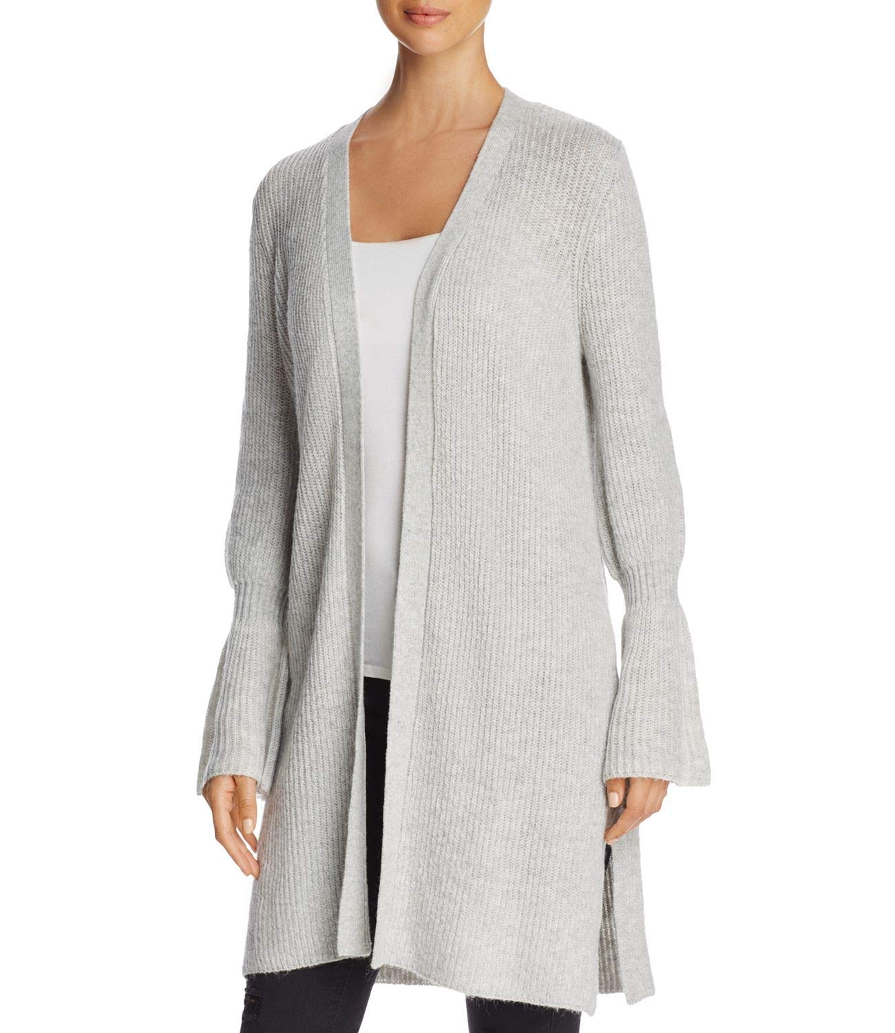 Bell-Sleeve Duster Cardigan for Women - Soft Long Open Front Coatigan (Grey, Size L) | Perfect for Layering, Office Wear & Casual Outfits
