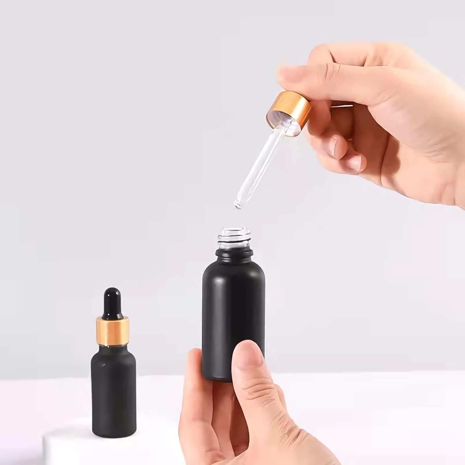 6 Pack 30ml Frosted Glass Dropper Bottles - Essential Oil & Travel Cosmetics Storage for DIY & Skincare