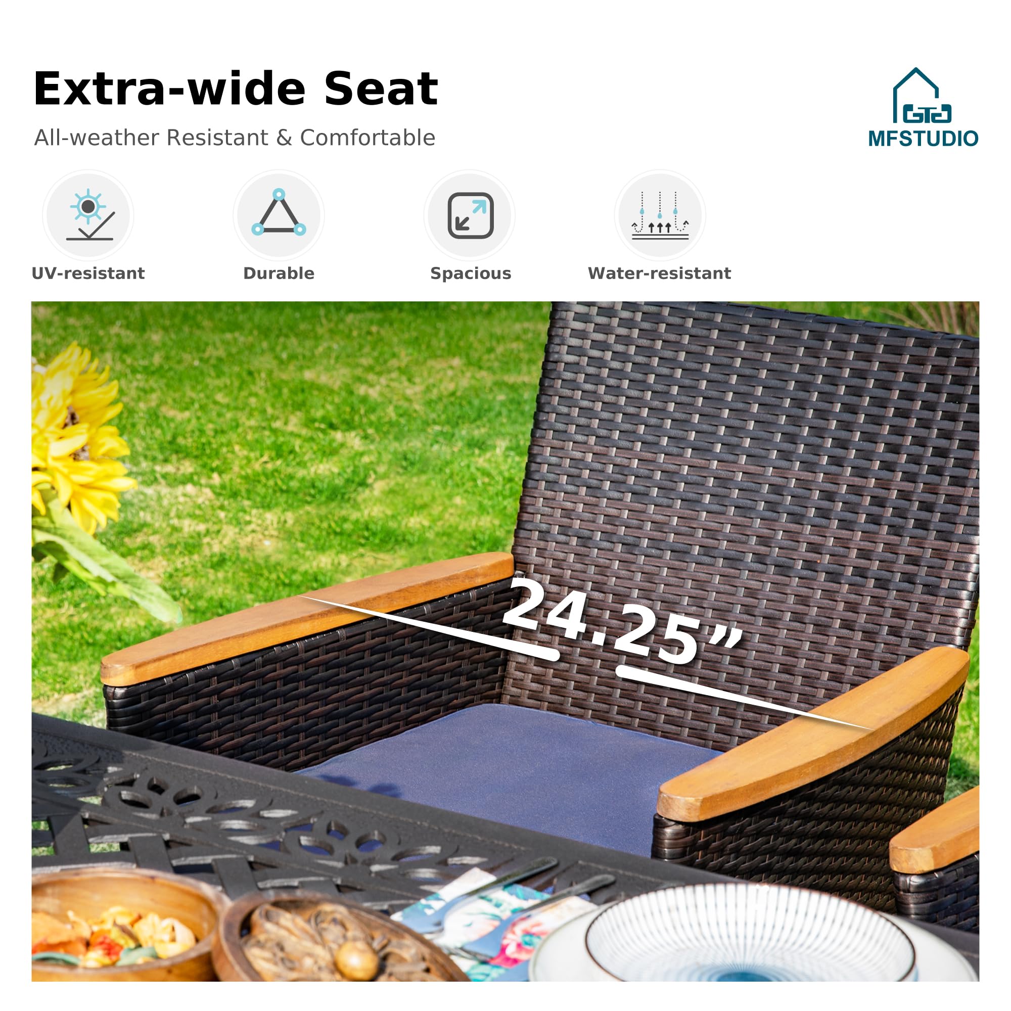 MFSTUDIO 5-Piece Outdoor Patio Dining Set - 42