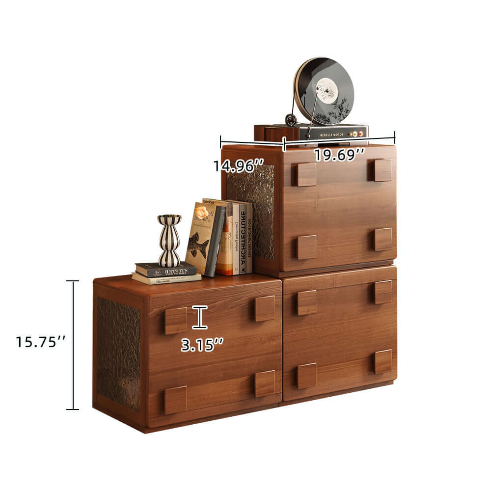 Vintage Modular Storage Cabinet - Wooden Bookcase with Adjustable Shelves for Living Room, Bedroom & Office Organization