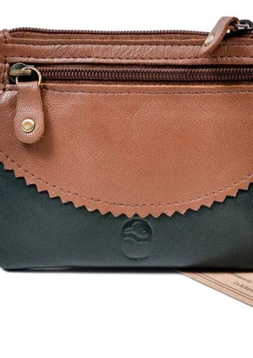 Authentic Irish Leather Three-Zip Wallet with Shamrock Design - Perfect for St. Patrick's Day Gifts & Everyday Use