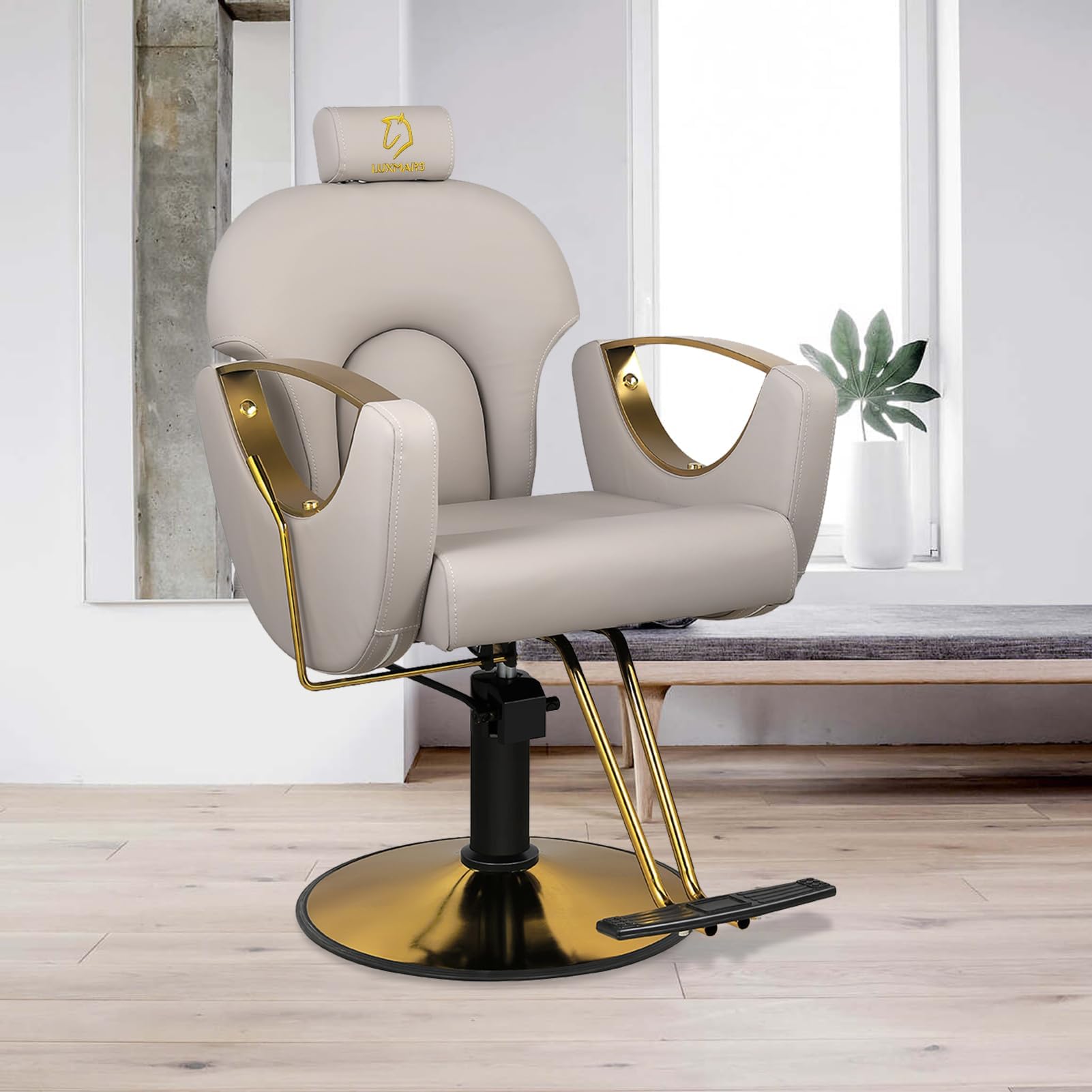 Professional Hydraulic Barber Chair - Adjustable Height Salon Recliner with Hydraulic Pump, Grey Shampoo Chair for Hairdressing & Beauty Salon Use
