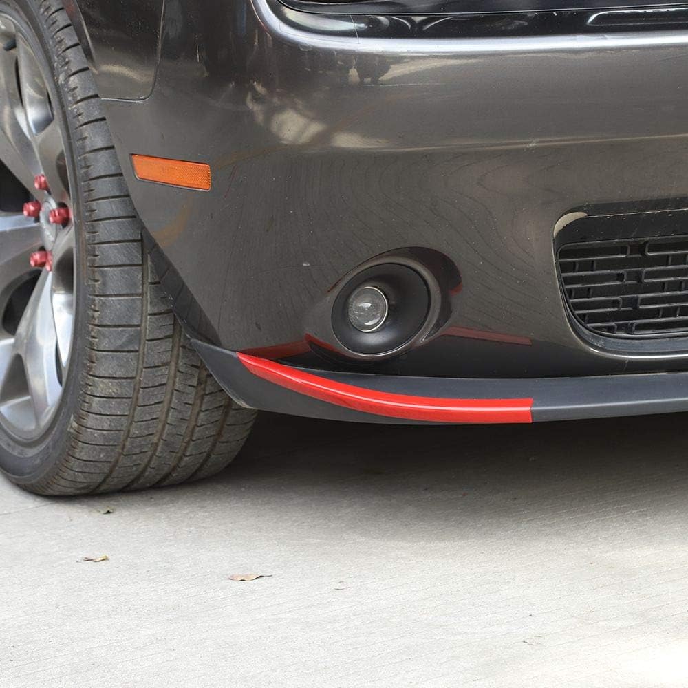 2015-2020 Dodge Challenger SXT Front Bumper Lip Spoiler - Red ABS Plastic Deflector Cover with 3M Adhesive | Exterior Car Styling Accessories for Street Racing & Show Car Enhancement