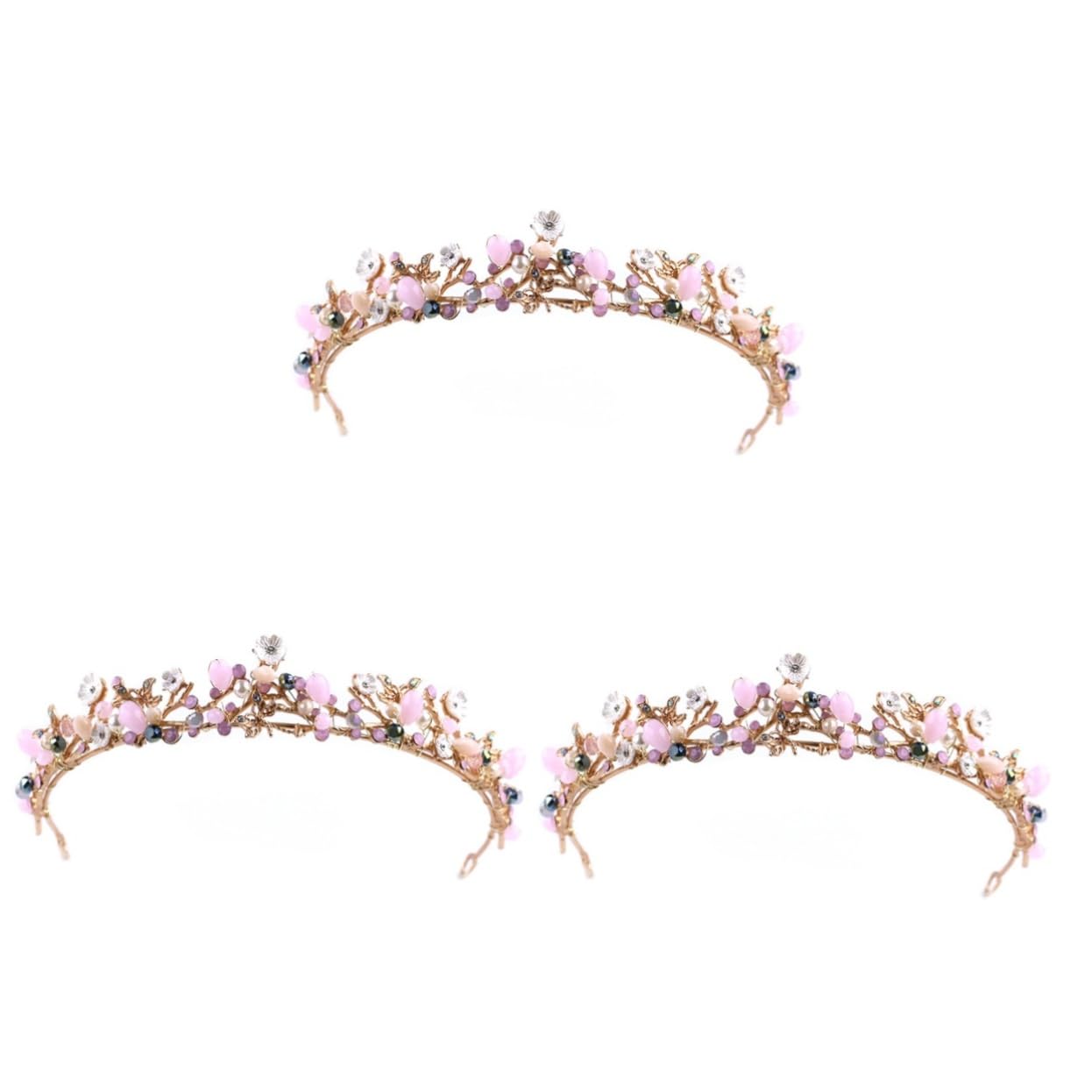 Minkissy 3-Piece Baroque Wedding Tiara Set - Rhinestone Crystal Flower Headband for Women, Bridal Pageant Prom Crown - Perfect for Weddings, Birthday Parties, Pageants, and Prom Nights