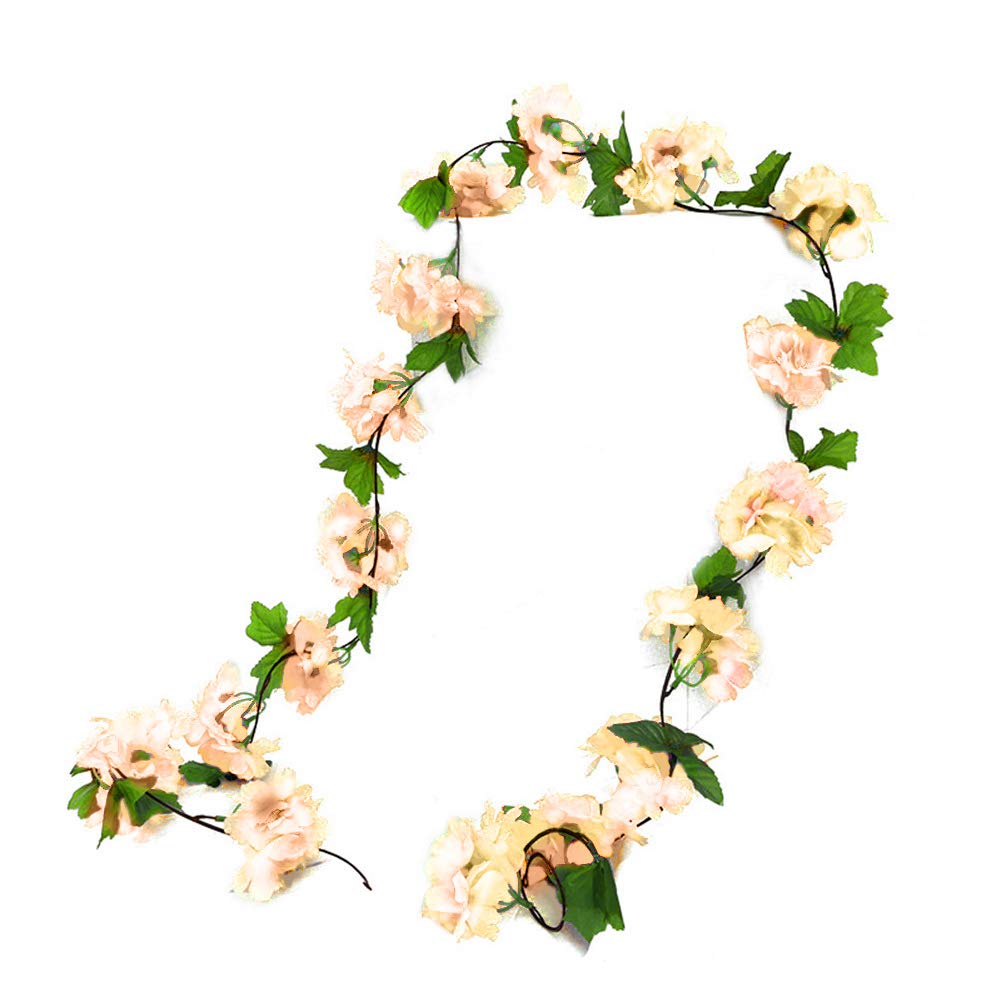 Shlutesoy Artificial Cherry Blossom Vine Garland - 6ft Silk Sakura Flower Hanging Decor for Wedding, Party, Home, Garden, Wall & Door Decoration (Champagne) | Perfect for Spring Decor, Bridal Showers & Outdoor Events