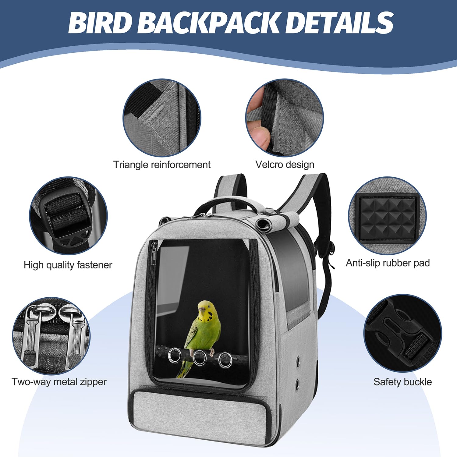 Bird Travel Backpack Carrier with Tray, Perch & Feeding Tank - Portable Waterproof Bird Cage for Parakeets, Cockatiels, Lovebirds & Small Birds - Perfect for Outdoor Adventures, Vet Visits & Daily Travel