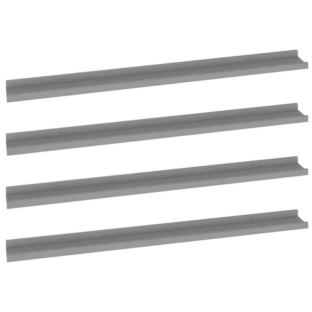 Premium Floating Wall Shelves Set of 4 - Modern Gray Wooden Shelves 39.4