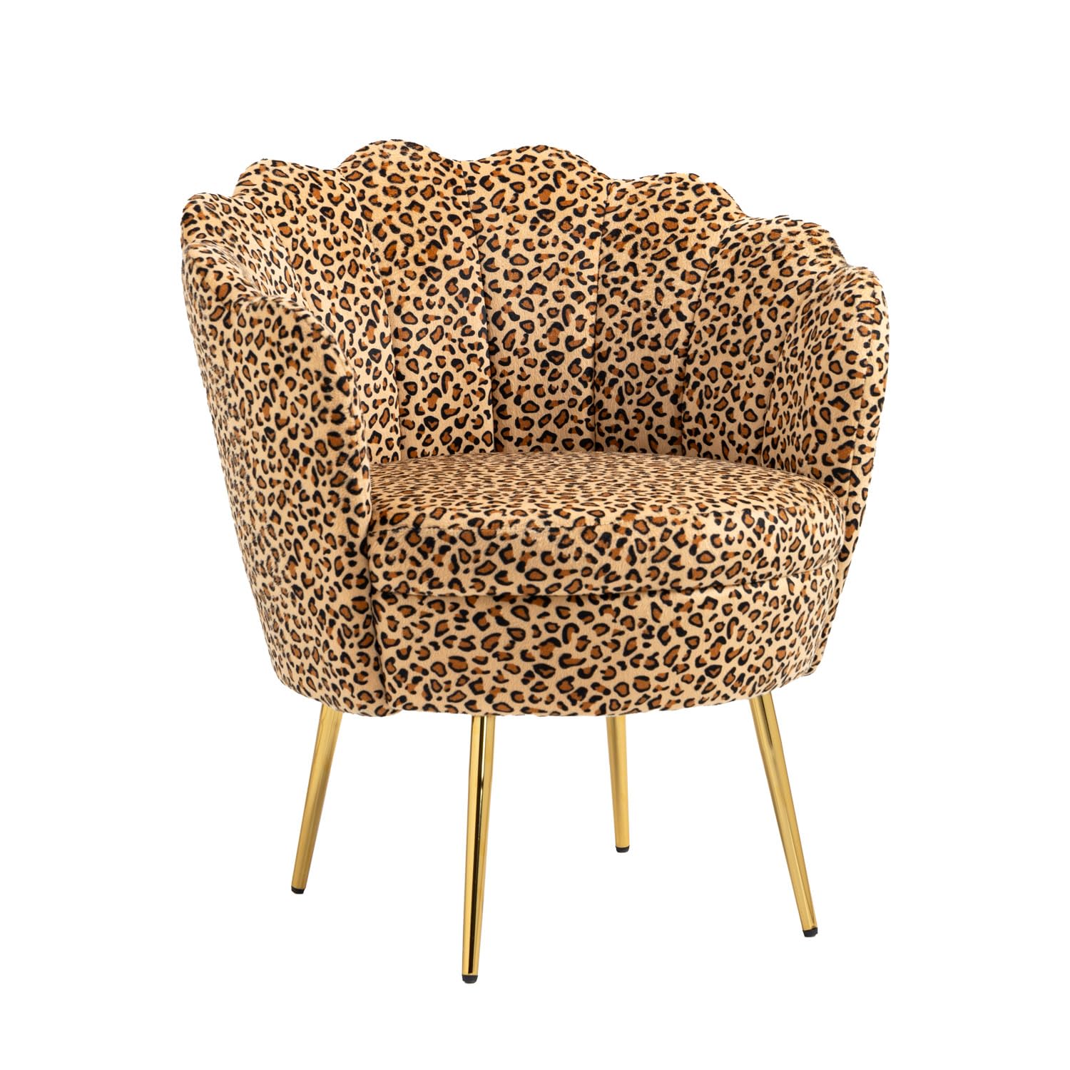 ZOBIDO Modern Velvet Accent Chair - Upholstered Vanity Chair with Golden Metal Legs for Bedroom, Living Room & Makeup Desk - Comfy Armchair for Dining & Home Office (Leopard Print) - Perfect for Small Spaces & Stylish Decor