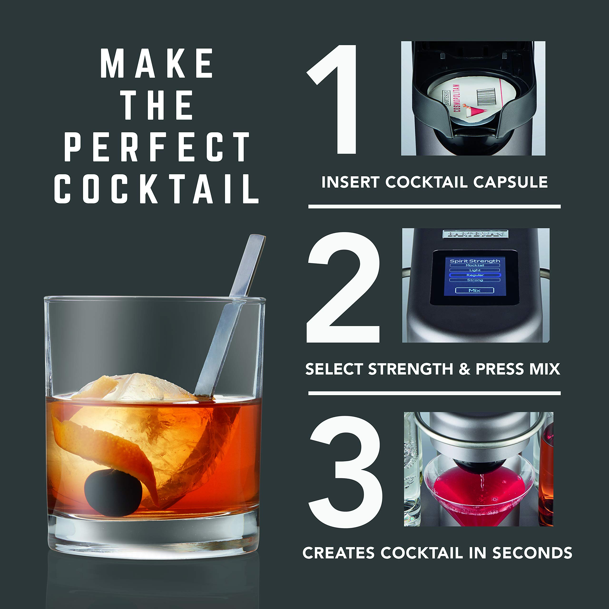 Bartesian Uptown Rocks Cocktail Capsules - 6 Pack for Bartesian Premium Cocktail Maker (55356) | Perfect for Home Bars, Parties & Entertaining Guests