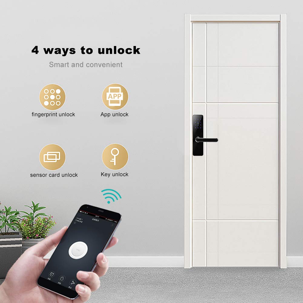 4-in-1 Keyless Entry Smart Door Lock with APP Control, Digital Keypad, RFID Cards & Google Home Voice Assistant - Secure Smart Home Access for Front Door, Apartment & Vacation Rental