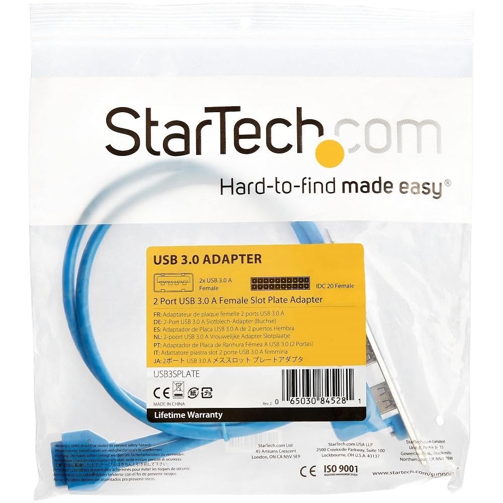 StarTech.com USB 3.0 2-Port Female Slot Plate Adapter - Motherboard Header Converter for PC Case Expansion - Perfect for Desktop Computer Upgrades & External Device Connections