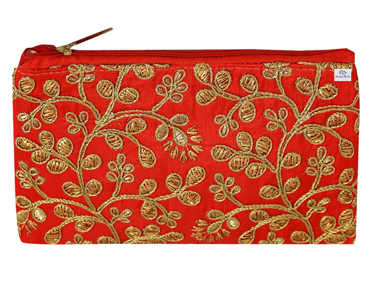 Elegant Heart-Shaped Embroidery Women's Hand Purse Wallet - Perfect for Parties, Weddings & Date Nights (Red) | HS39HEARTH022020 | Ideal Gift for Valentine's Day, Anniversaries & Special Occasions