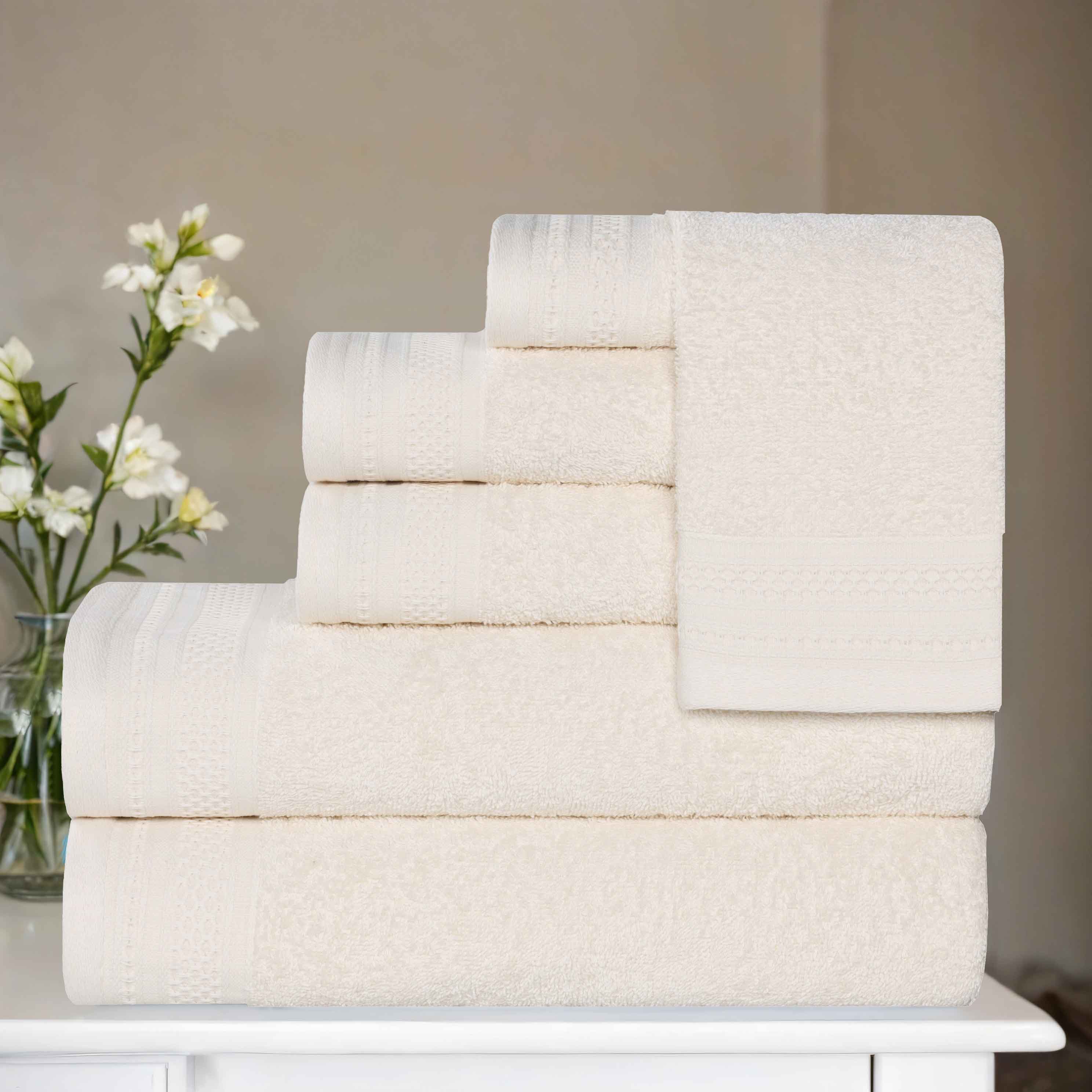 Premium Honeycomb Waffle Weave Cotton 6-Piece Bath Towel Set - Ultra Soft & Absorbent Luxury Towels for Spa, Bathroom & Guest Use