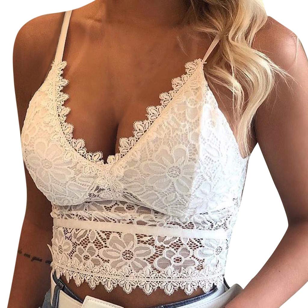 Women's White Lace Bralette & Crop Top Set - Comfortable Gold Trim Lacey Bralette for Everyday Wear, Layering, or Beach Cover-Up