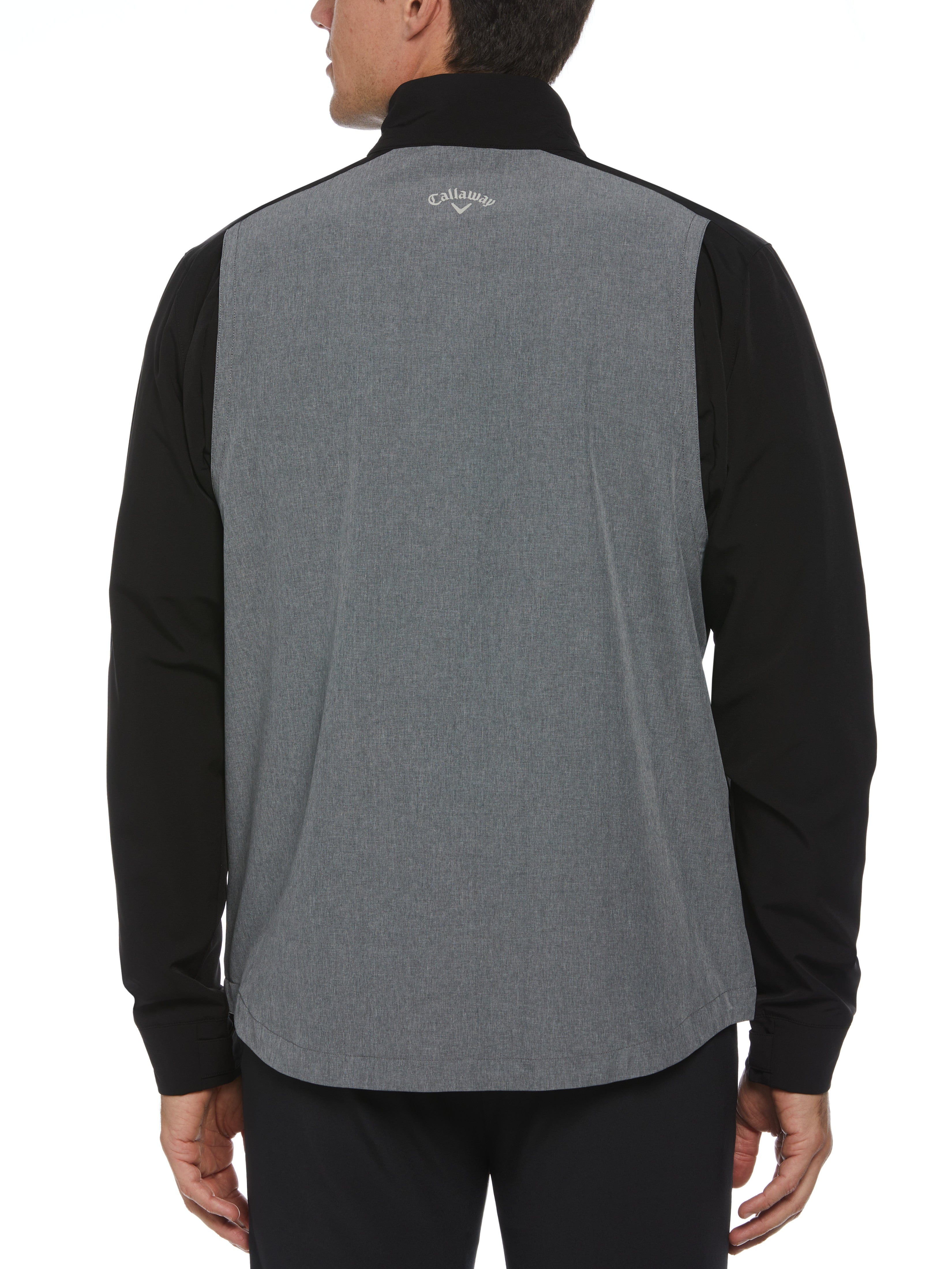 Men's Heathered Block Full Zip Golf Jacket - Lightweight Windproof Pullover for Golfing, Running & Outdoor Activities