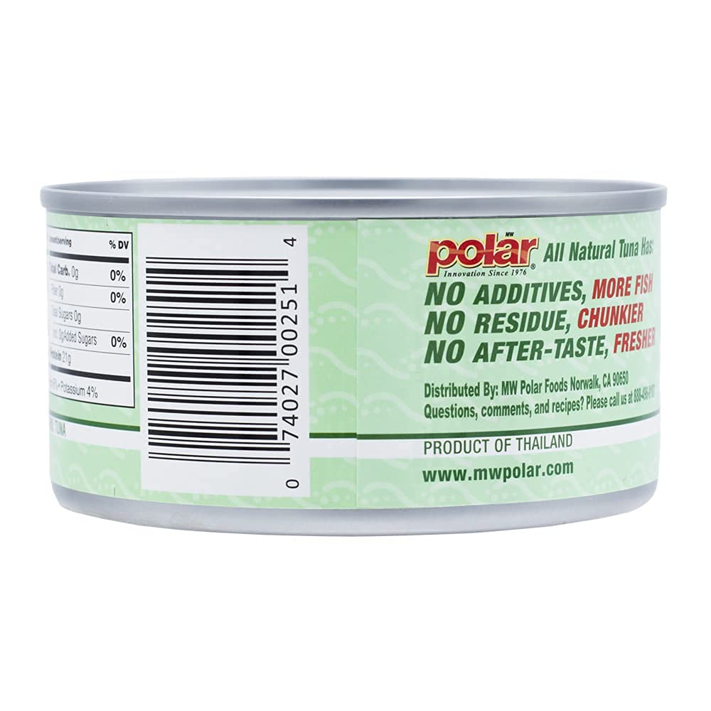 MW Polar All Natural Chunk Light Tuna in Water, 12-Ounce Cans (Pack of 12) - Premium Wild-Caught Tuna for Salads, Sandwiches, and Healthy Meal Prep