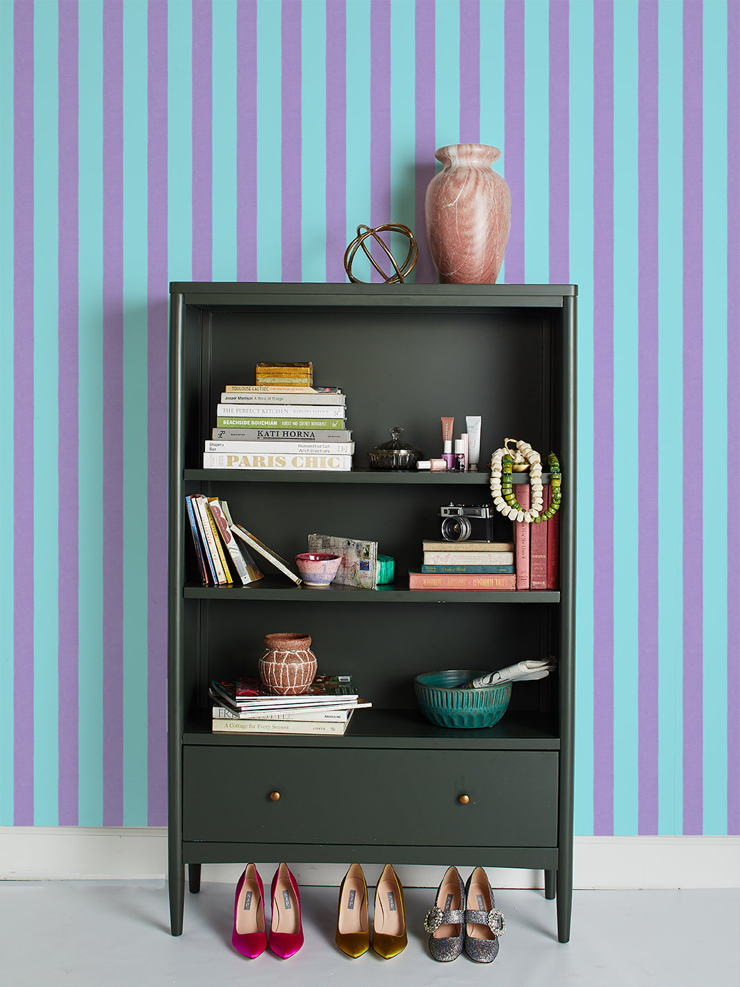 Sarah Jessica Parker 'Grosgrain Stripe' Wallpaper - Lavender Sky | Elegant Peel & Stick Wallpaper for Bedroom, Nursery & Home Decor